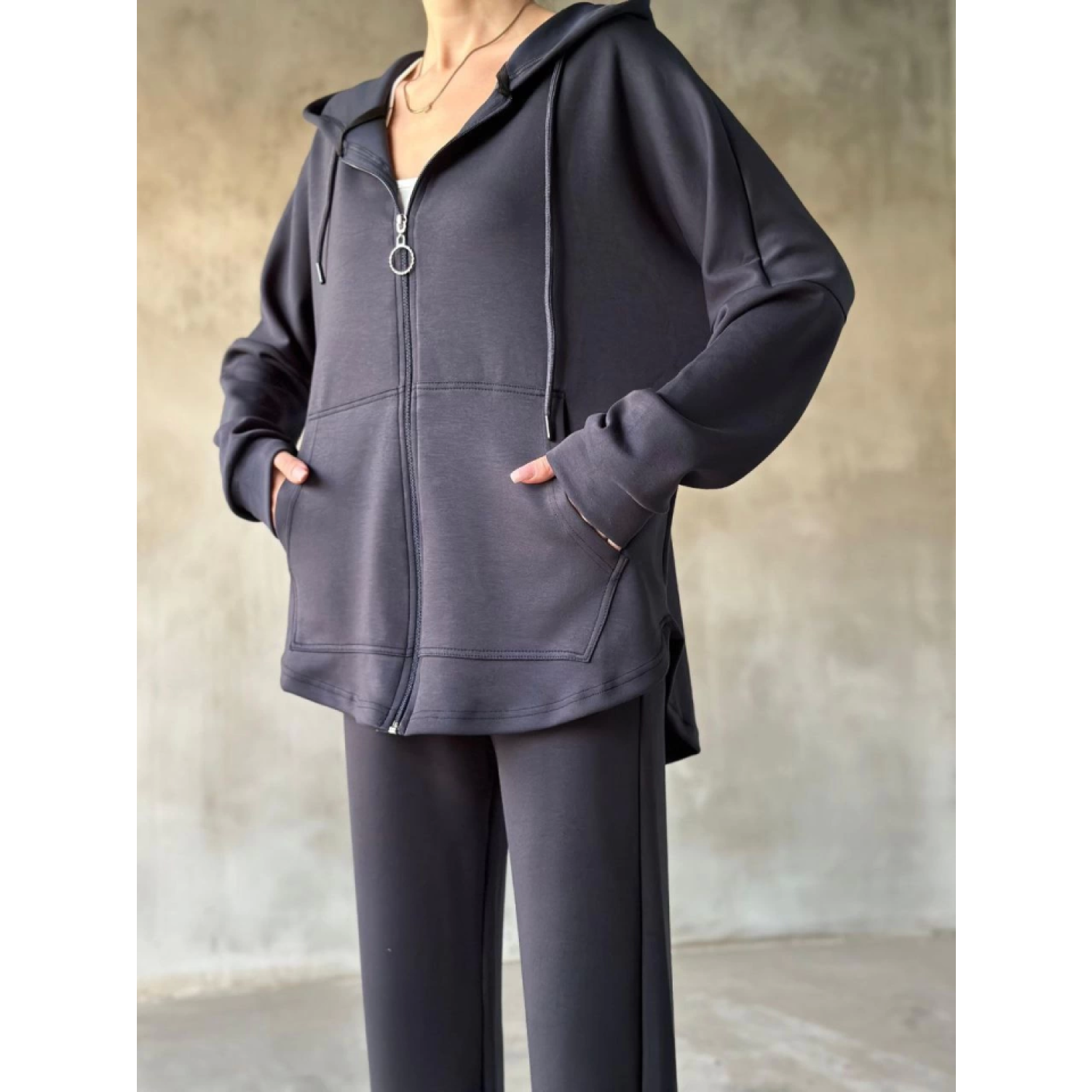 Osy Modal Yumuşak Dokulu Kumaş Gogger Oval Kesim Kapüşonlu Fermua