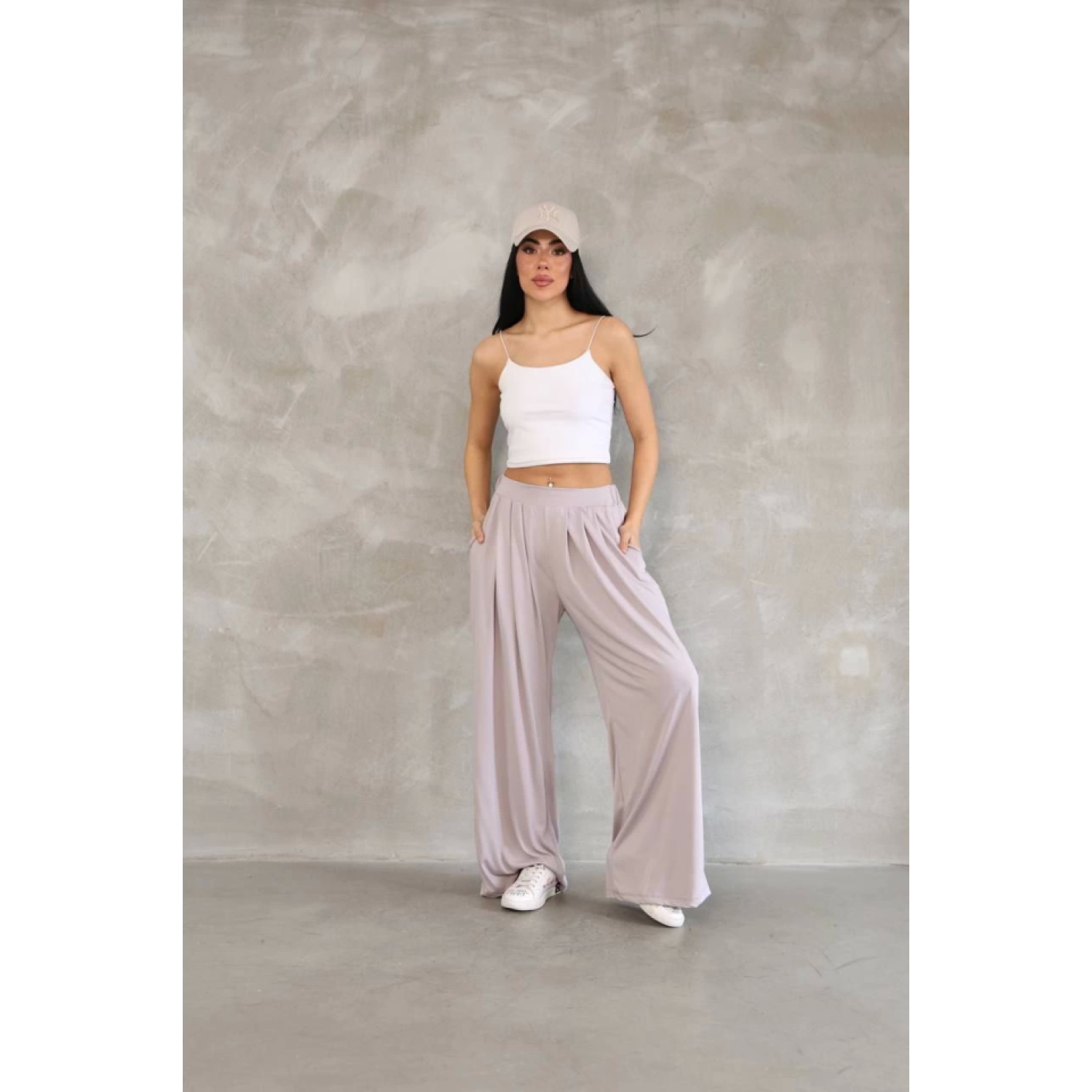 Osy Modal Yumuşak Dokulu Kumaş Boru Paça Salaş Eşofman - Bej