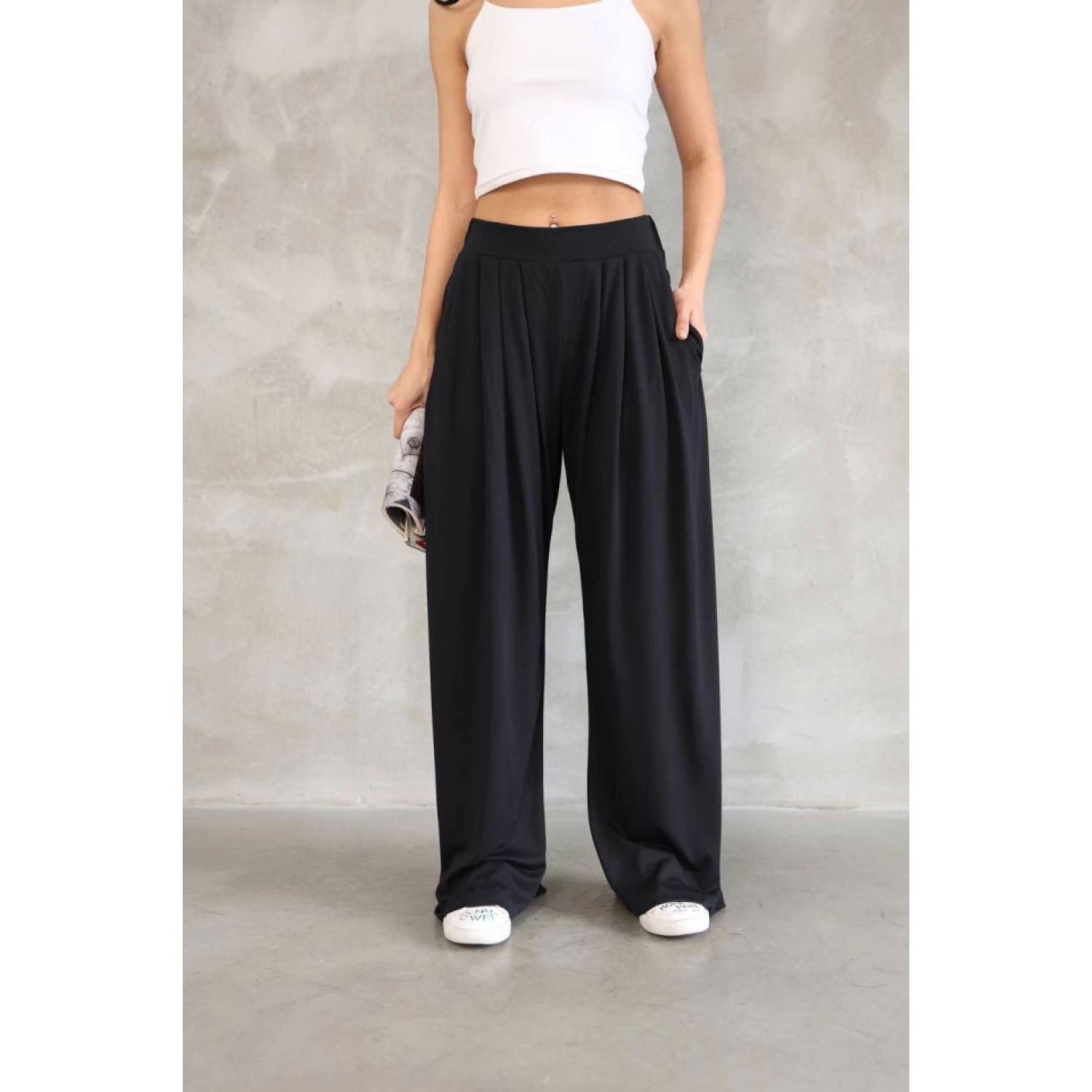 Osy Modal Yumuşak Dokulu Kumaş Boru Paça Salaş Eşofman - Siyah