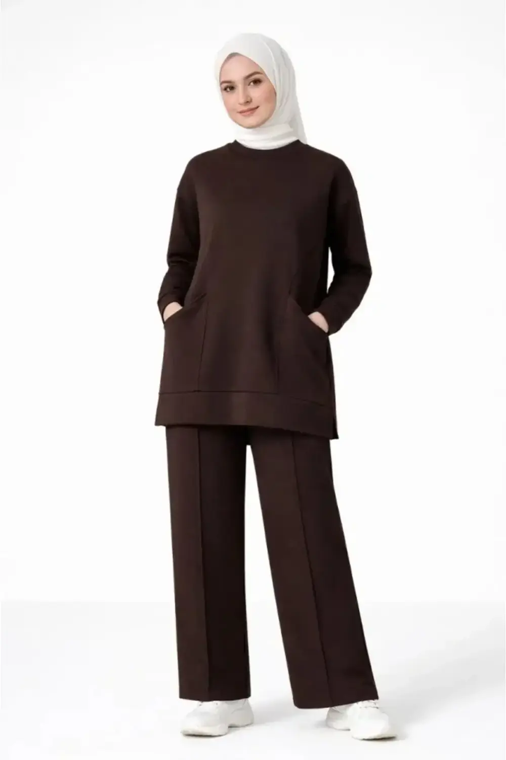 Osy Modal Yumuşak Dokulu Kumaş Tesettür Cepli Tunik Pantolon Takı