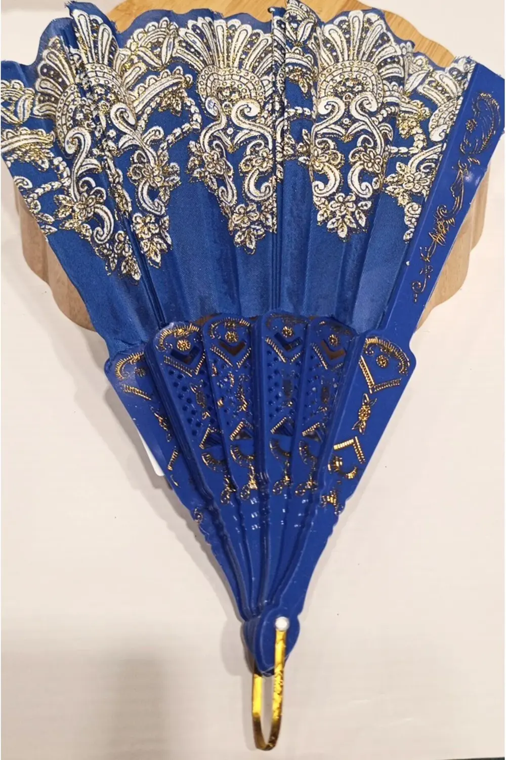 Otantik Lüks Figürlü Mavi Yelpaze