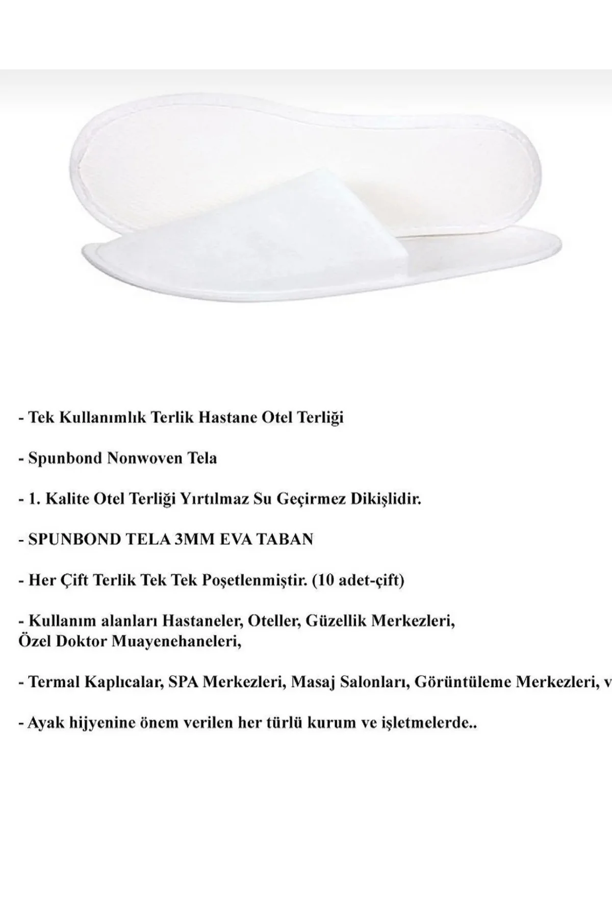 Otel Terlik Tek Kullanımlık Terlik (10 Çift)