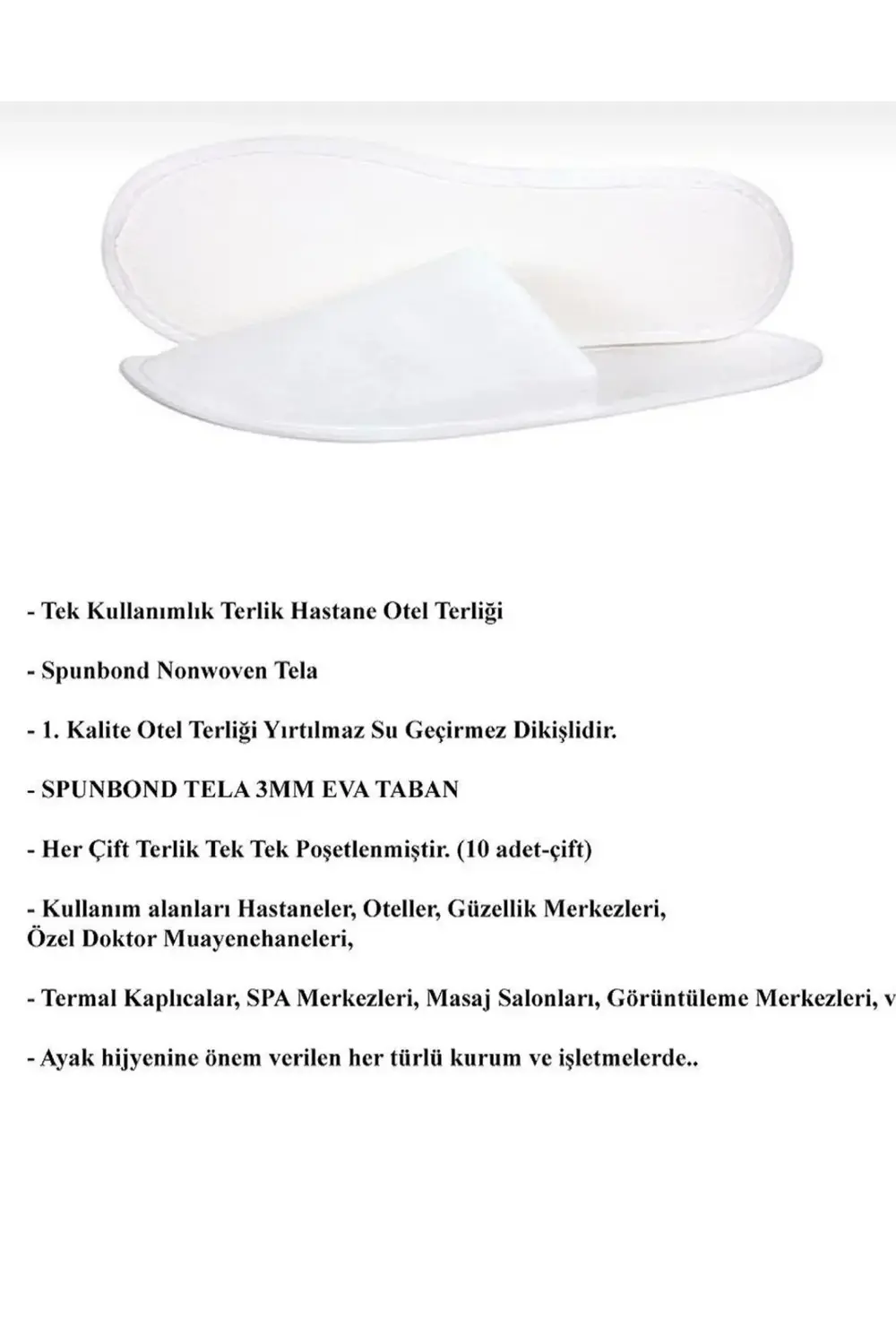 Otel Terlik Tek Kullanımlık Terlik (10 Çift)