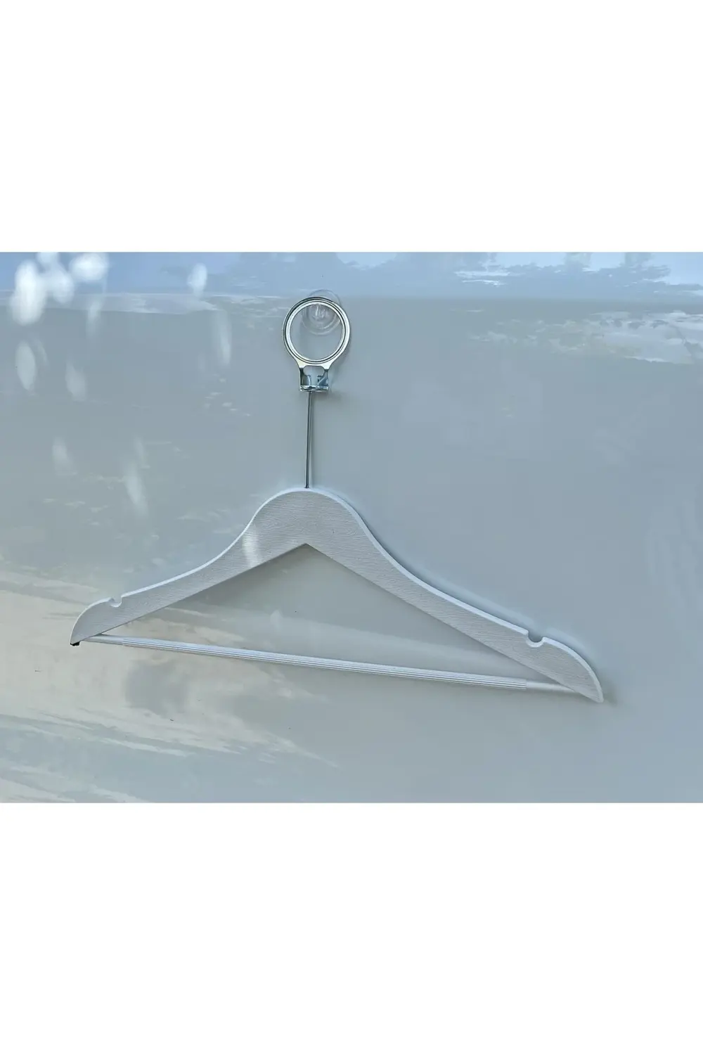 Otel Tipi Ahşap Görünümlü Beyaz Plastik Askı 12li