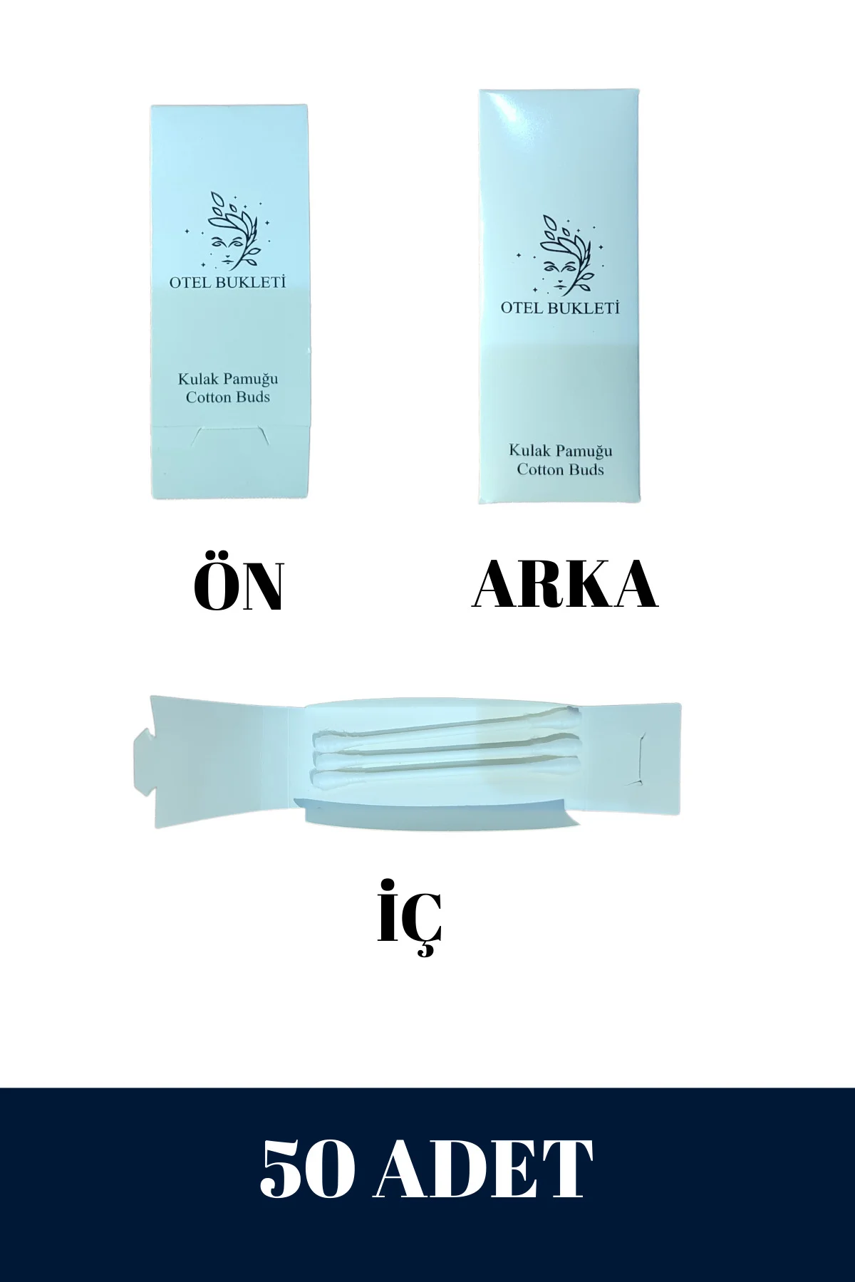 Otel Tipi Kulak Pamuğu 3'lü Paket Kulak Çubuğu Kulak Temizleyici 