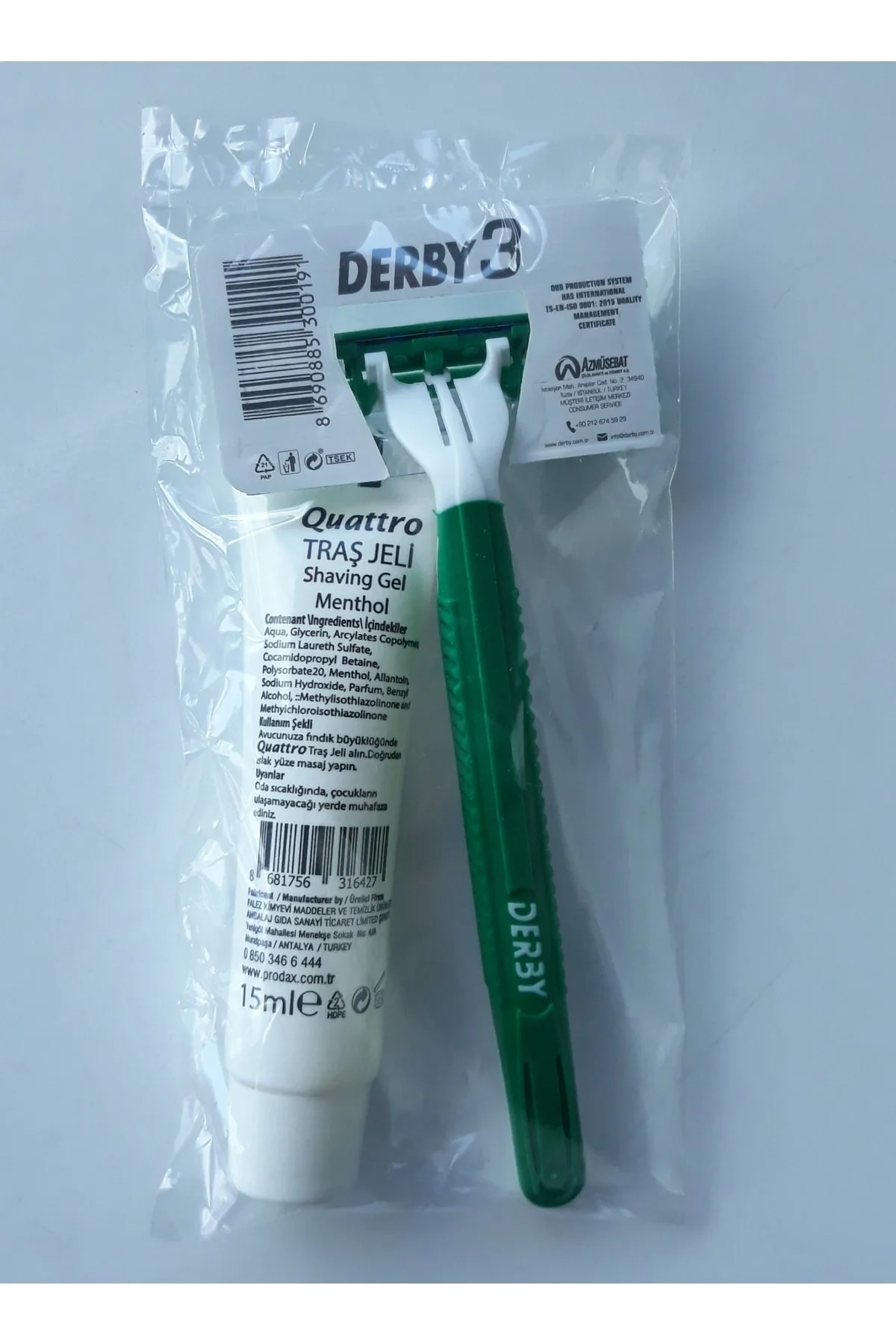 Otel Tipi Seyehat Tipi Traş Seti Jelatinli 3 Bıçaklı Traş Bıçağı 