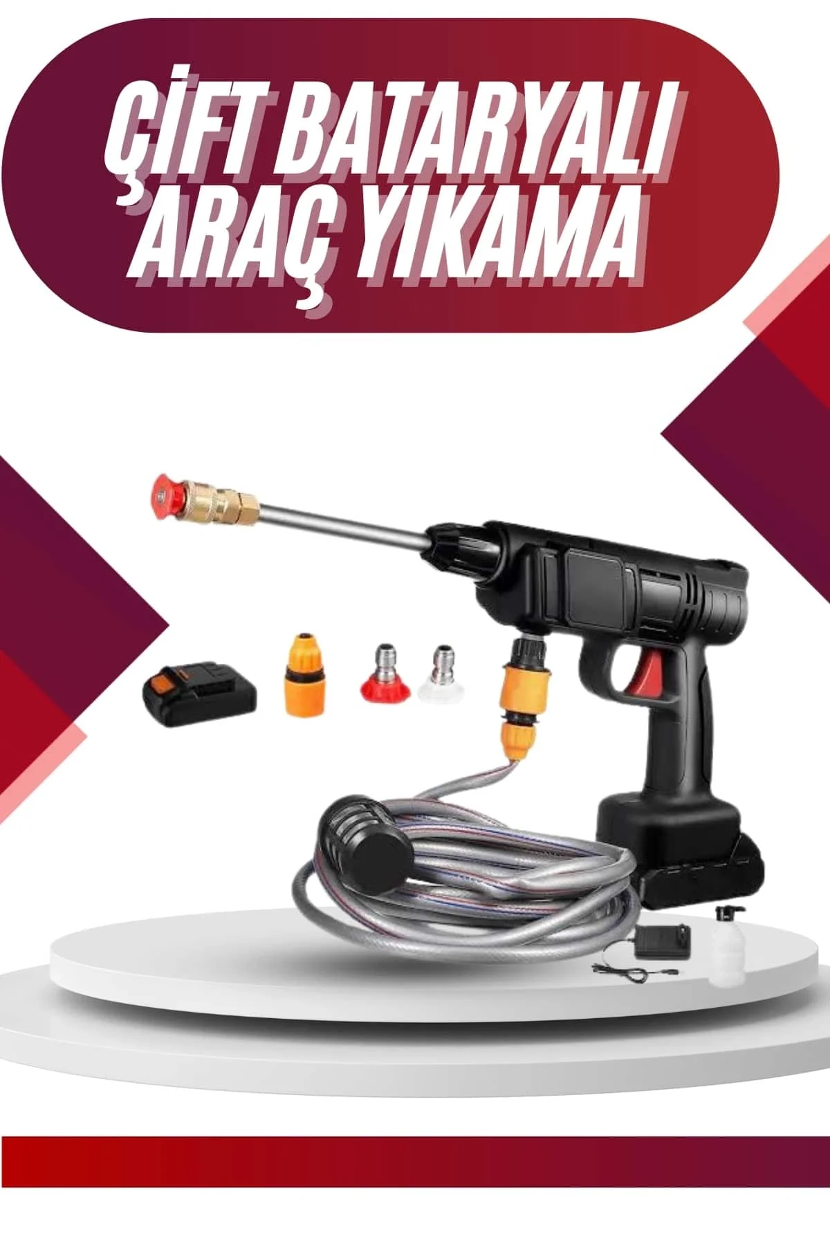 Oto Araba Yıkama Şarjlı Ve Yüksek Basınçlı Oto Yıkama Ve Sulama Tabancası