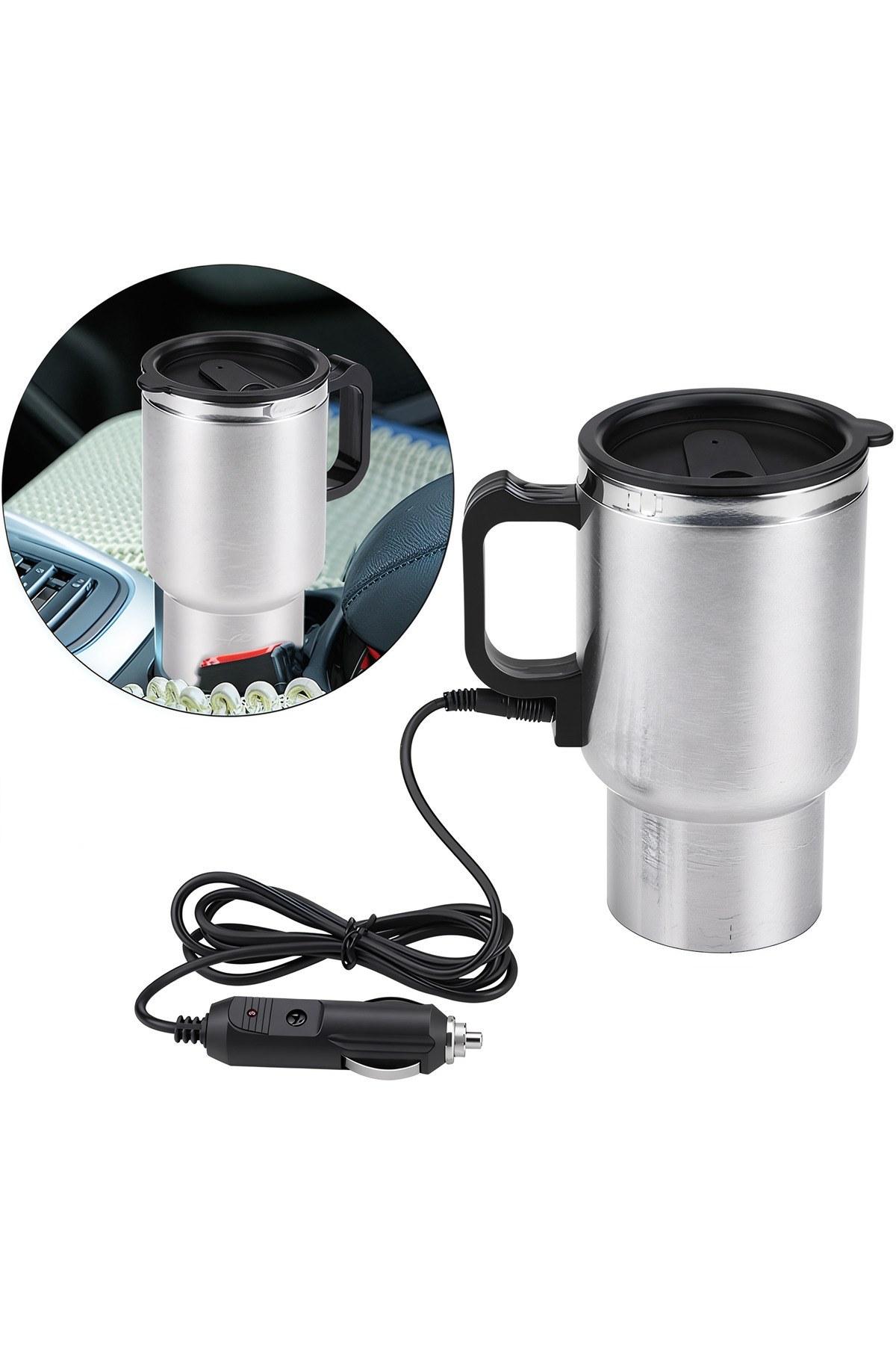 Oto Araç Içi Su Isıtıcı Kahve Makinası Kupa Tip Mug Termos Araç Ç