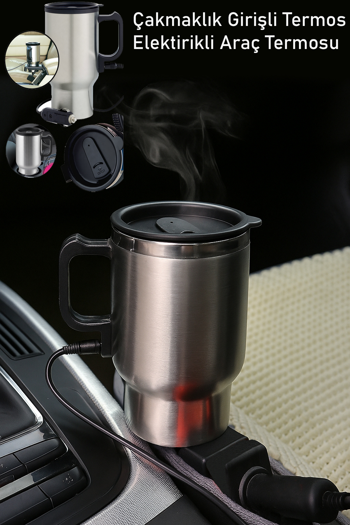 Oto Araç Içi Su Isıtıcı Kahve Makinası Kupa Tip Mug Termos Araç Ç