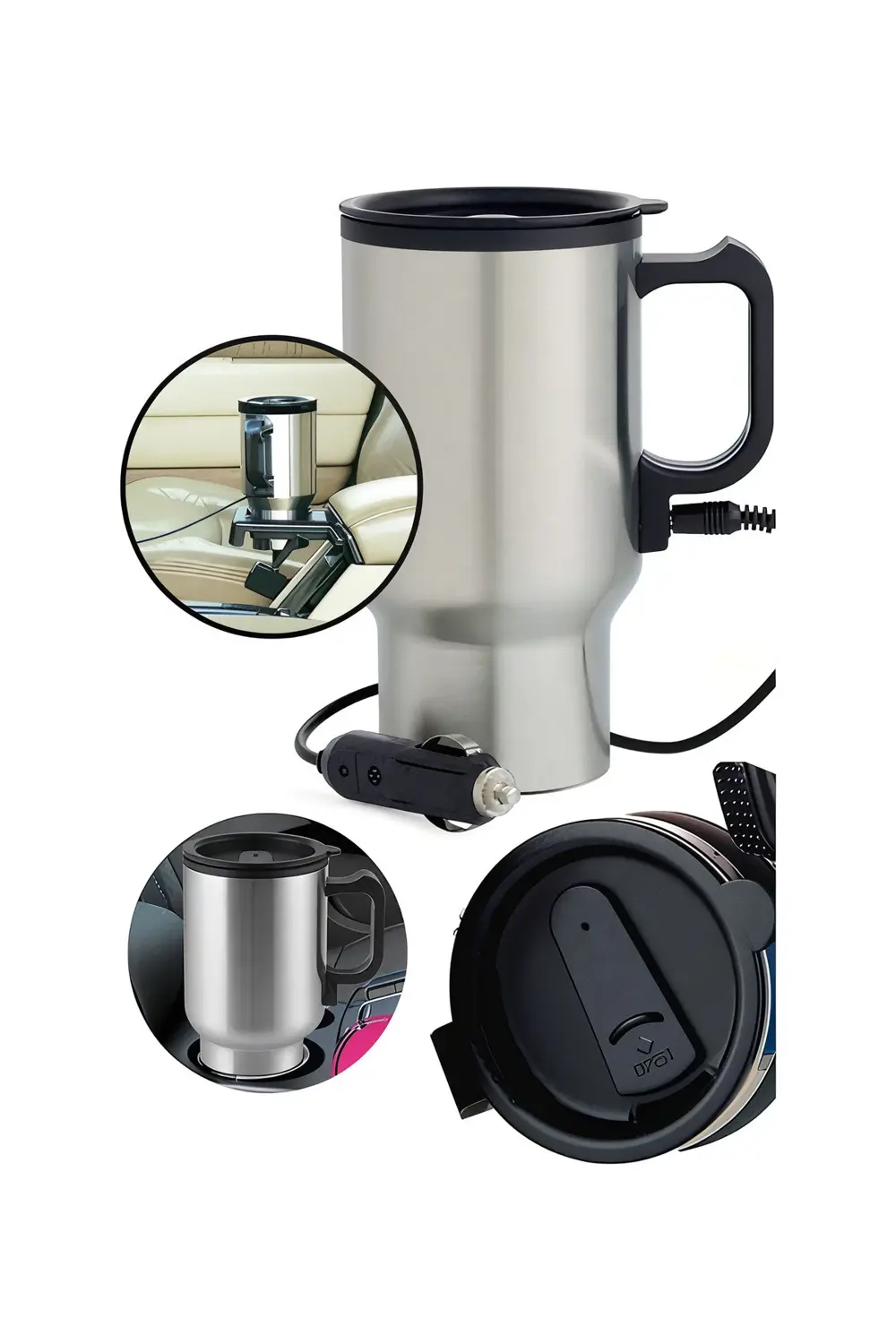 Oto Araç Içi Su Isıtıcı Kahve Makinası Kupa Tip Mug Termos Araç Ç