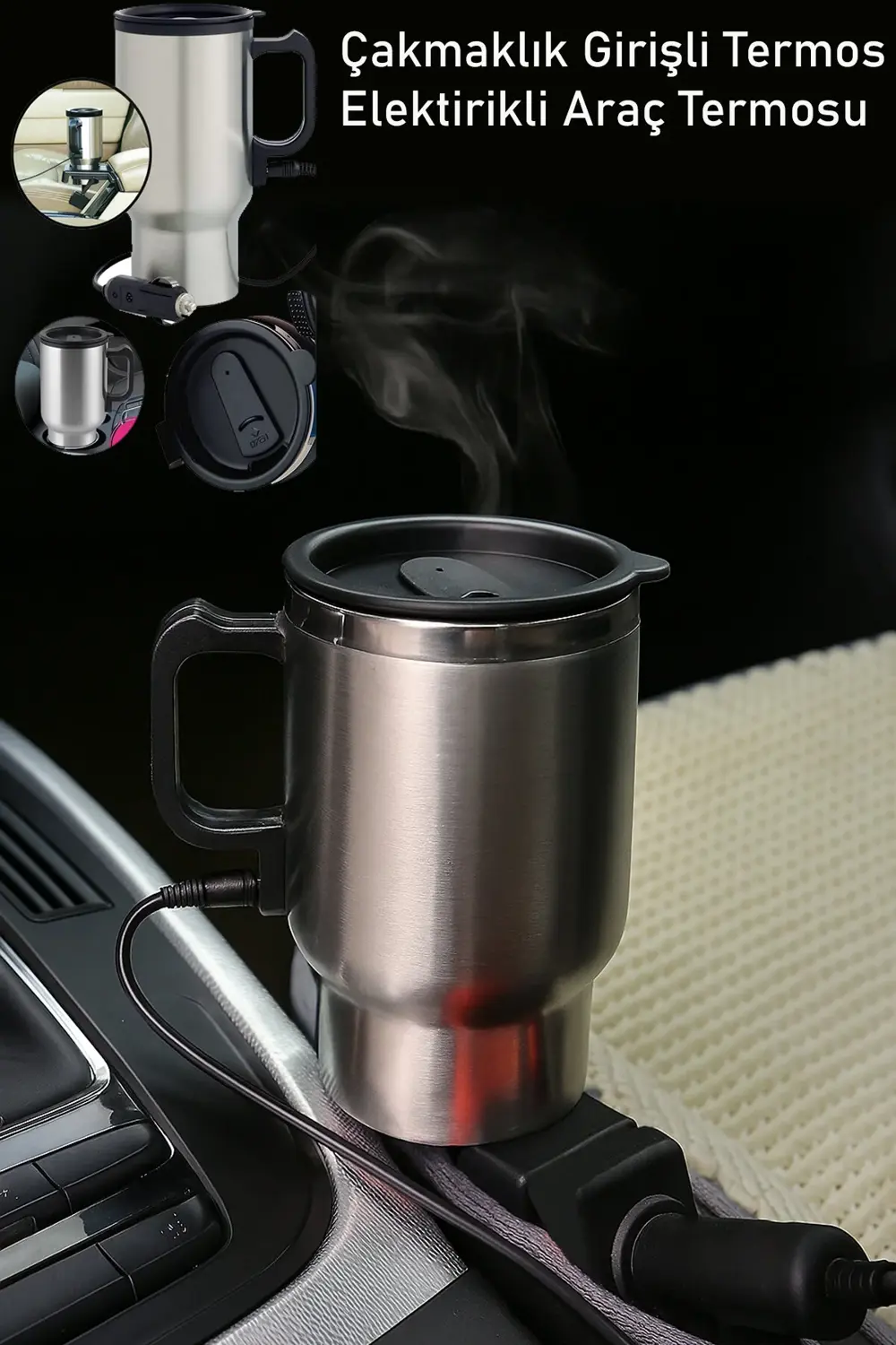 Oto Araç Içi Su Isıtıcı Kahve Makinası Kupa Tip Mug Termos Araç Ç