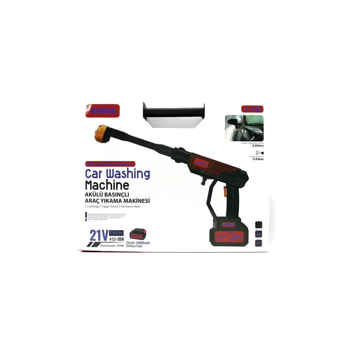 Oto - Araç Yıkama Makinesi Şarjlı - Yedek Bataryalı 135w - 19000 Rpm 12000 Mah - 21v 0.62bar A-130 Bx40 Fiyatı, Yorumları ve Özellikleri