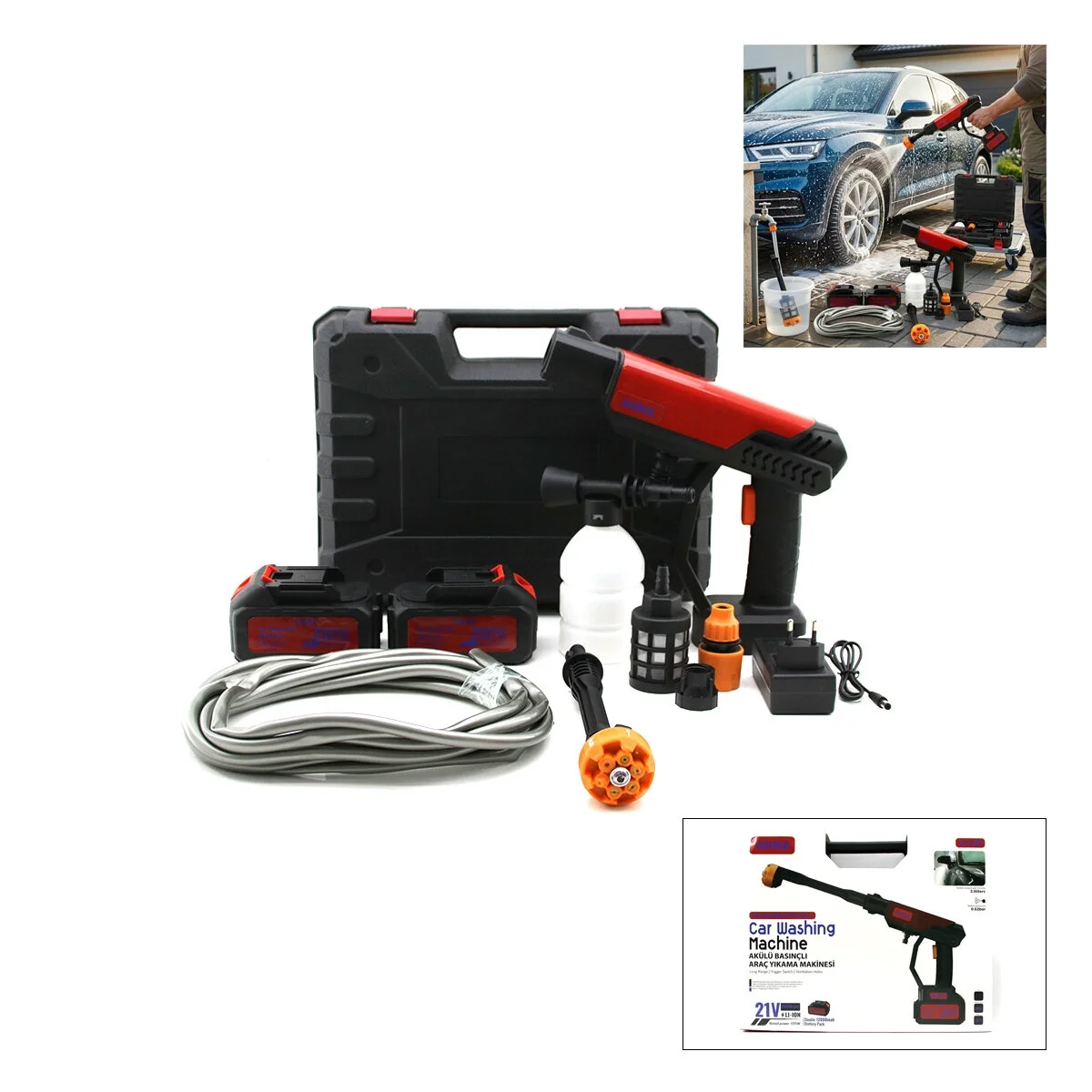 Oto - Araç Yıkama Makinesi Şarjlı - Yedek Bataryalı 135w - 19000 Rpm 12000 Mah - 21v 0.62bar A-130 Bx40 Fiyatı, Yorumları ve Özellikleri