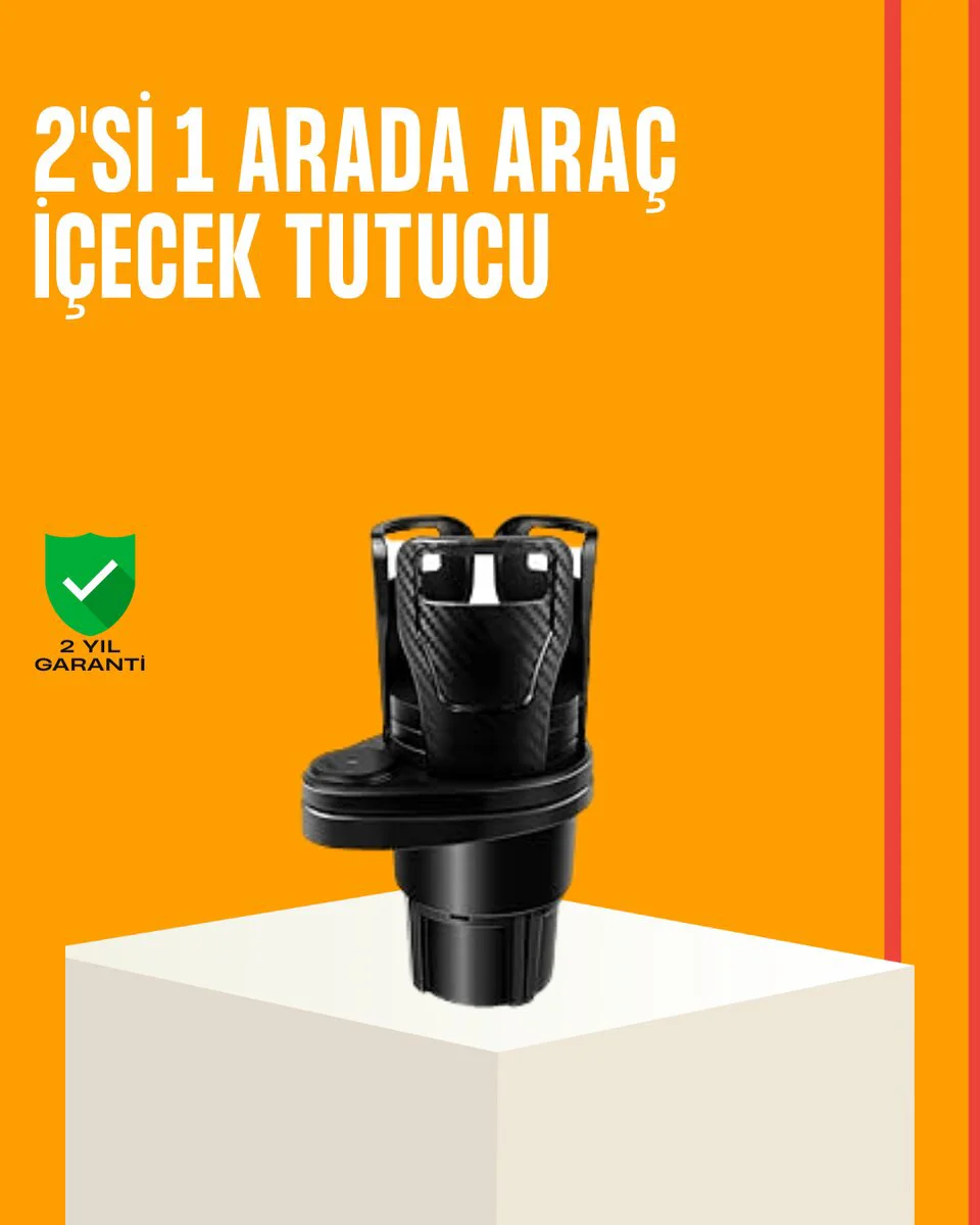 Oto Bardak Tutucu 360° Döner Çift Bölmeli Karbon Fiber Tasarım - Pratiklik ve Düzen