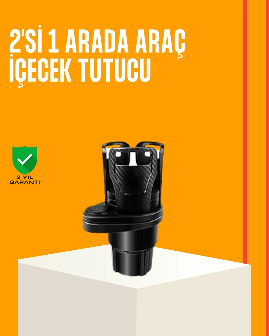 Oto Bardak Tutucu 360 Döner Çift Bölmeli Karbon Fiber Tasarım - Lisinya Diger