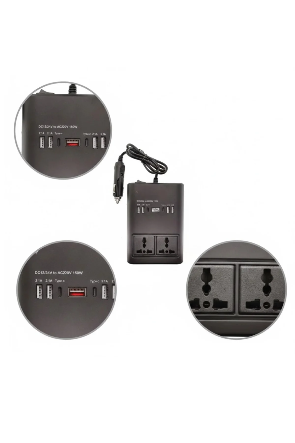 Oto Çakmaklık İnvertörü Çok Amaçlı 150w Elektrik Dönüştürücü