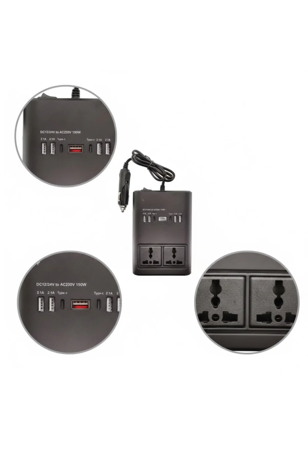 Oto Çakmaklık İnvertörü Çok Amaçlı 150W Elektrik Dönüştürücü - Li