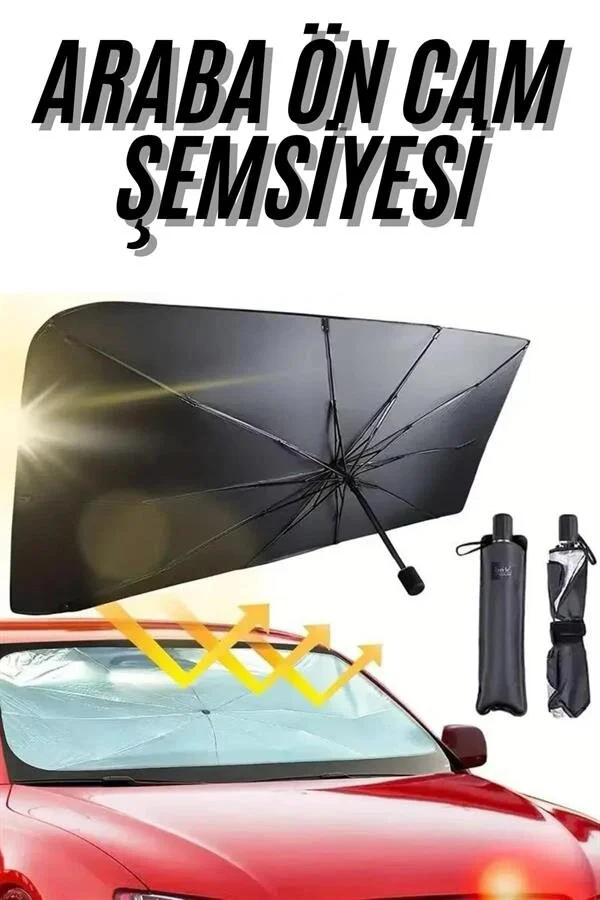 Oto Cam Güneşlik Şemsiye - Araç İçin Güneş Koruyucu ve Isı Azaltıcı