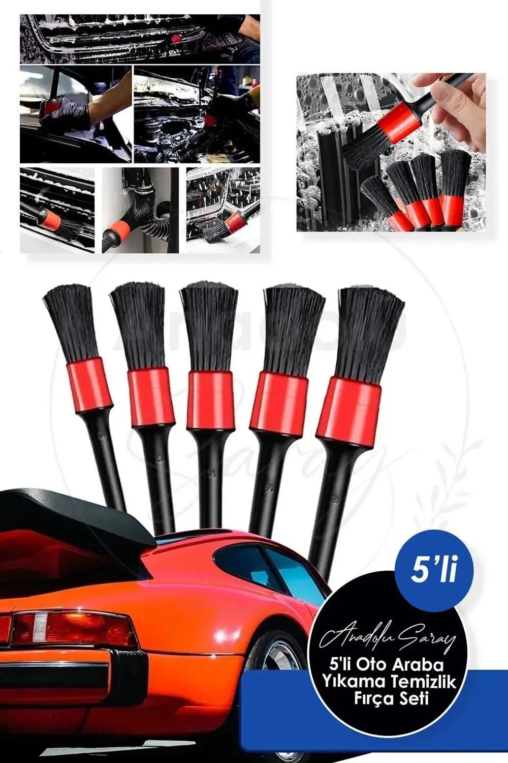 Oto Detay Fırçası Seti 5'li Kaliteli Detaylı Farklı Boyutlar, Pre