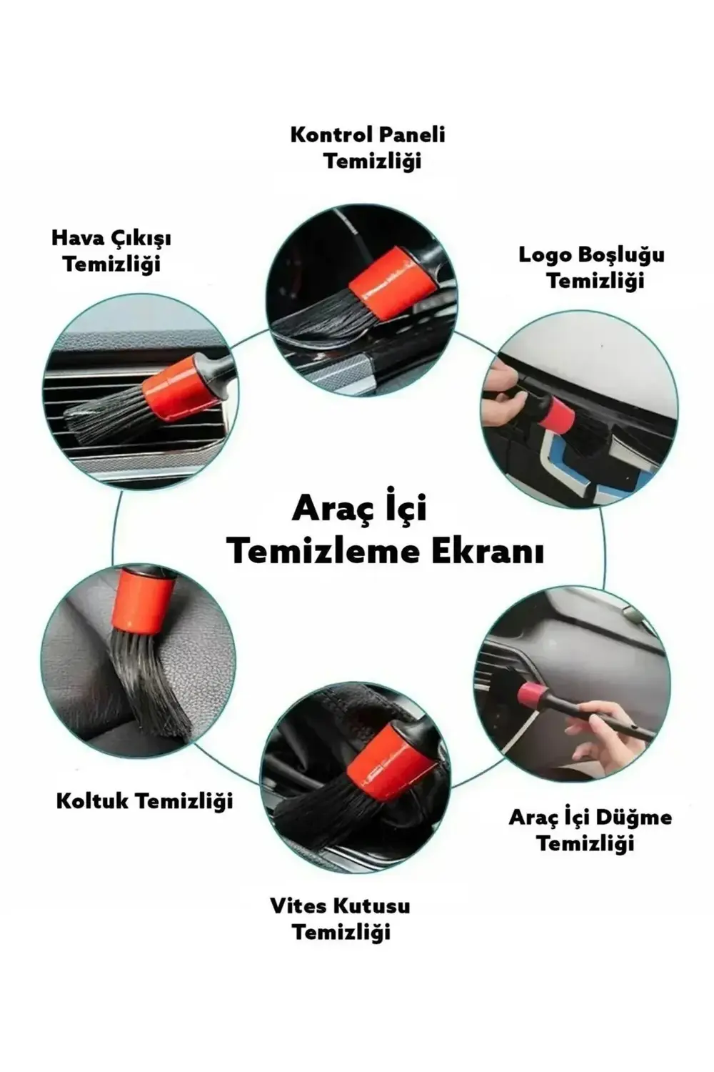 Oto Detay Fırçası Seti 5'li Kaliteli Detaylı Farklı Boyutlar,5li