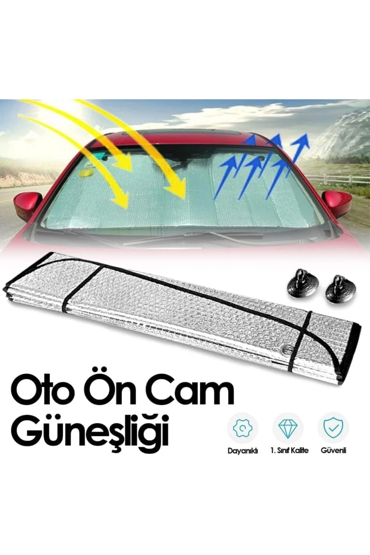Oto Ön Cam Araba Güneşliği Katlanabilir Dışı Alüminyum Metalize Arası Balonlu Katlanabilir