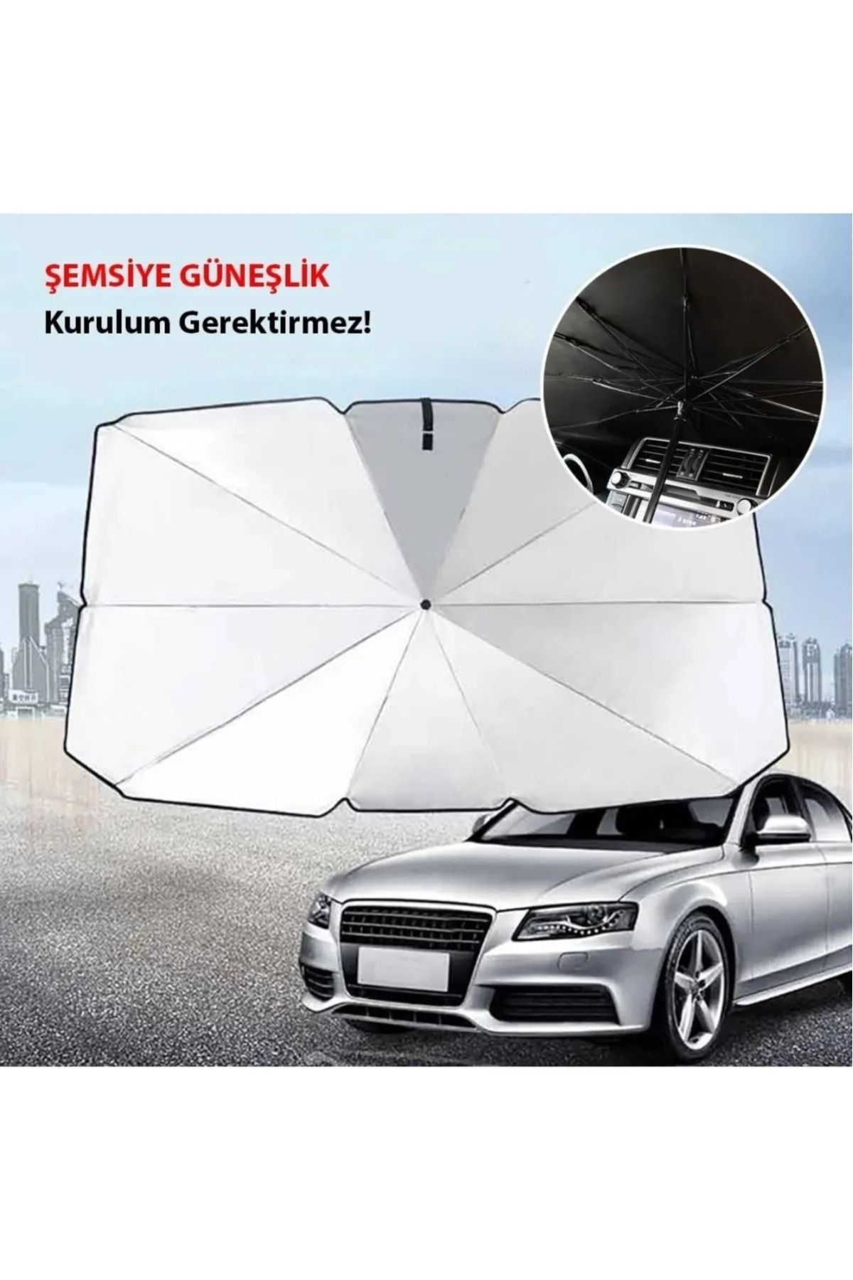 Jet Garaj Oto Ön Cam Güneşlik, Şemsiye Tipi  Güneşlik, Katlanabilir, Oto Gü