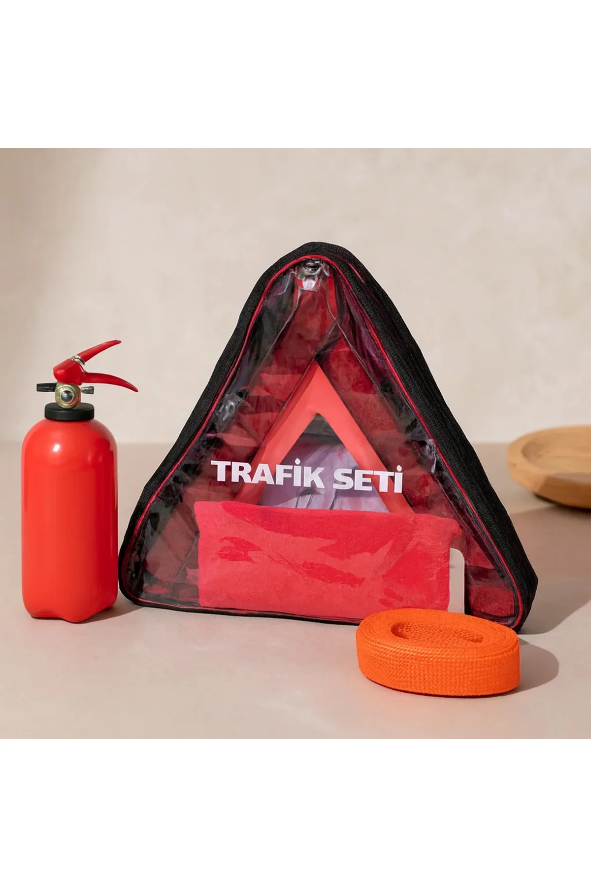 Oto Trafik ve İlk Yardım Seti - 1 kg Yangın Tüpü, Reflektörlü