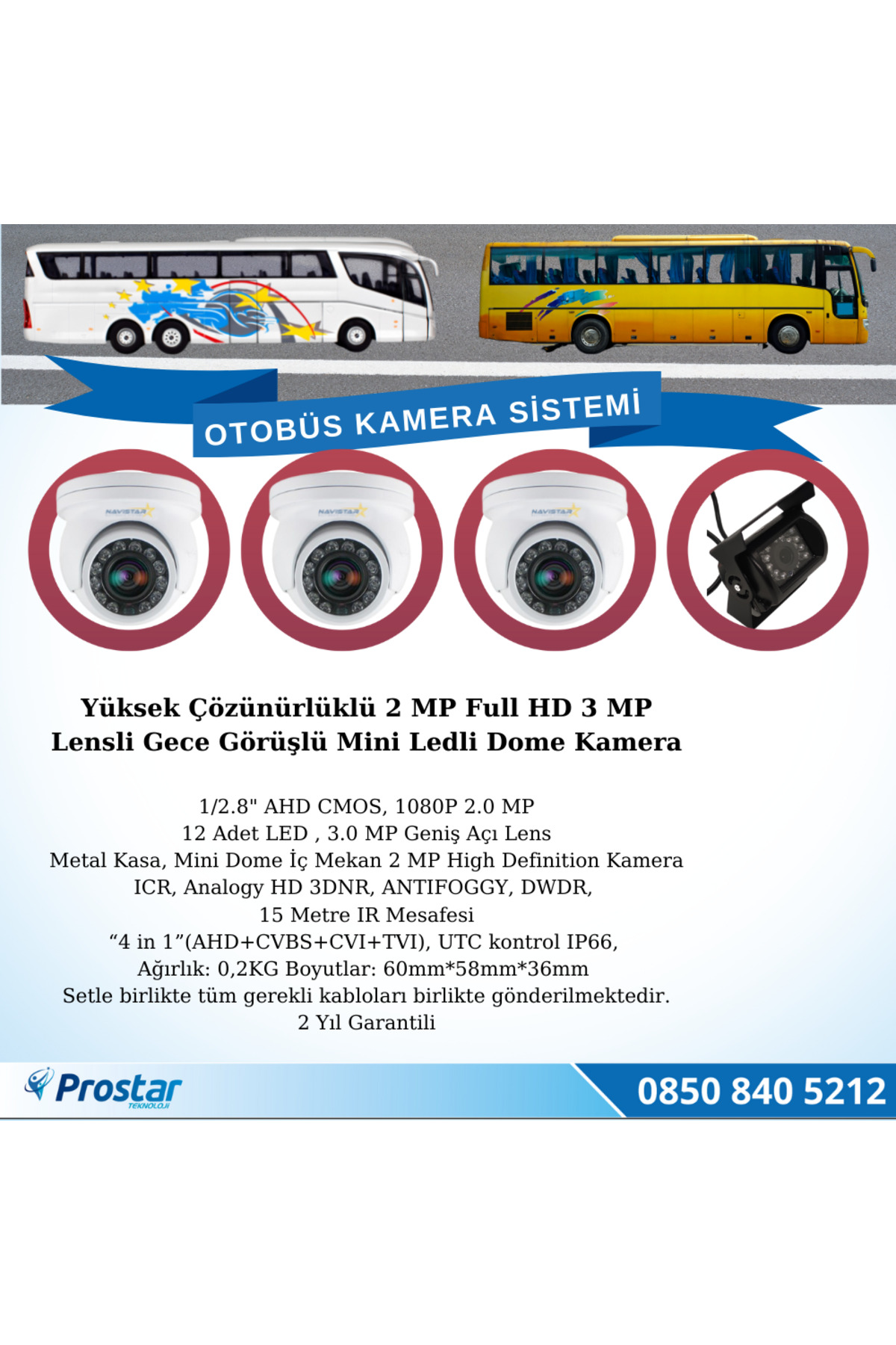 Navistar Otobüsler İçin Kayıtlı 4 Kameralı 1 Tb Harddiskli Kamera Seti