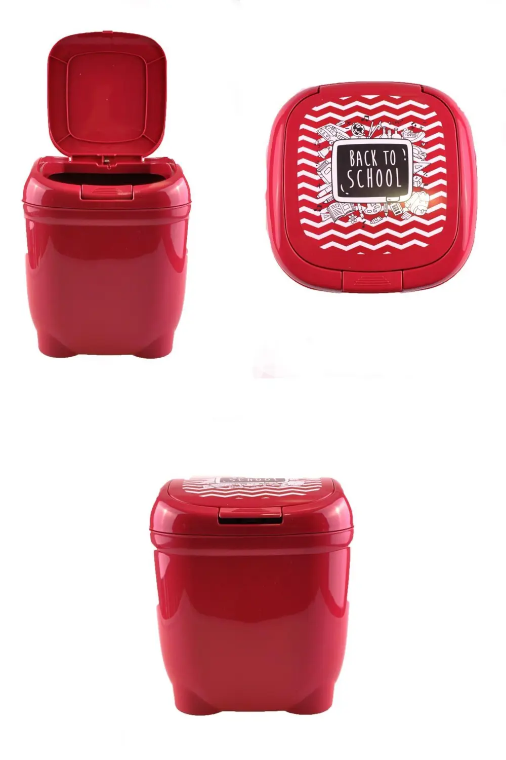 Otomatik Açılabilir Kapaklı Pratik Çöp Kovası (Bordo) (4741)