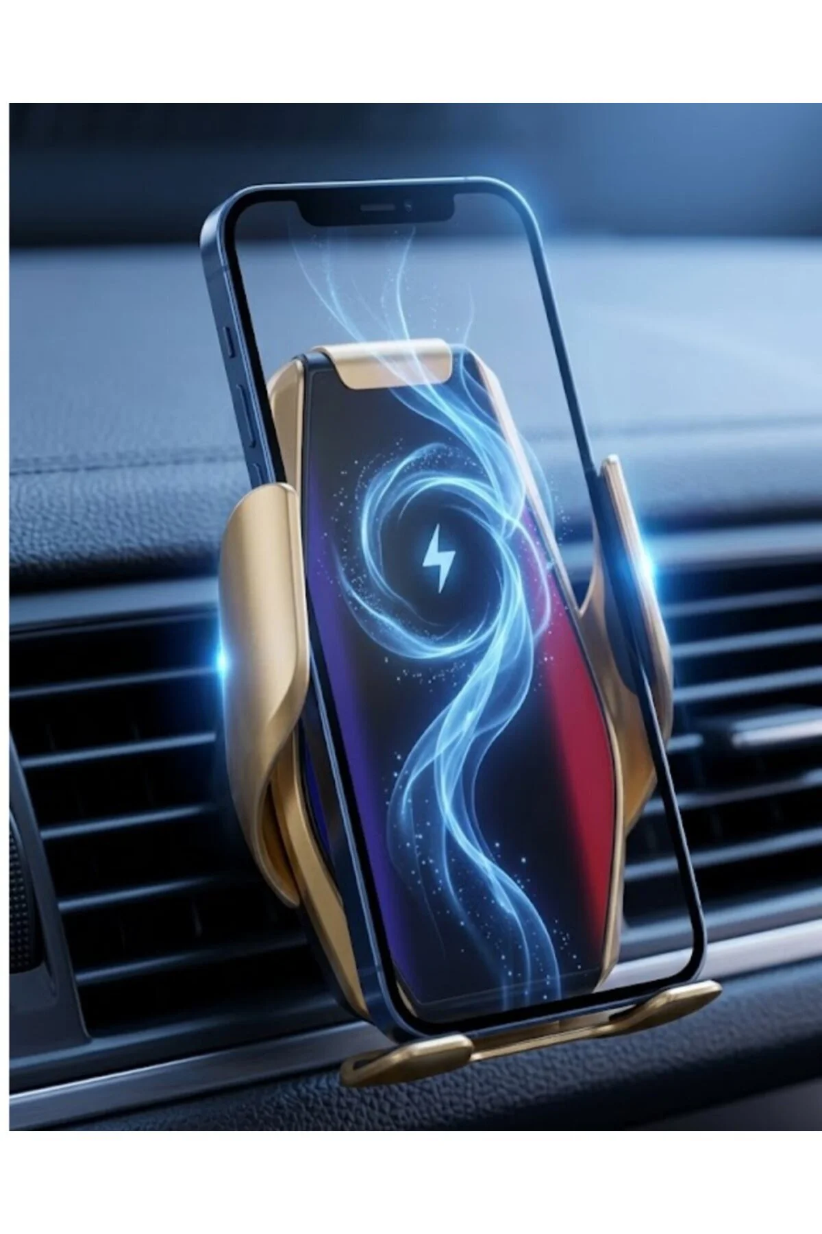 Otomatik Açılan Araç Telefon Tutucu Kablosuz Şarj ve Tek Elle Kullanım