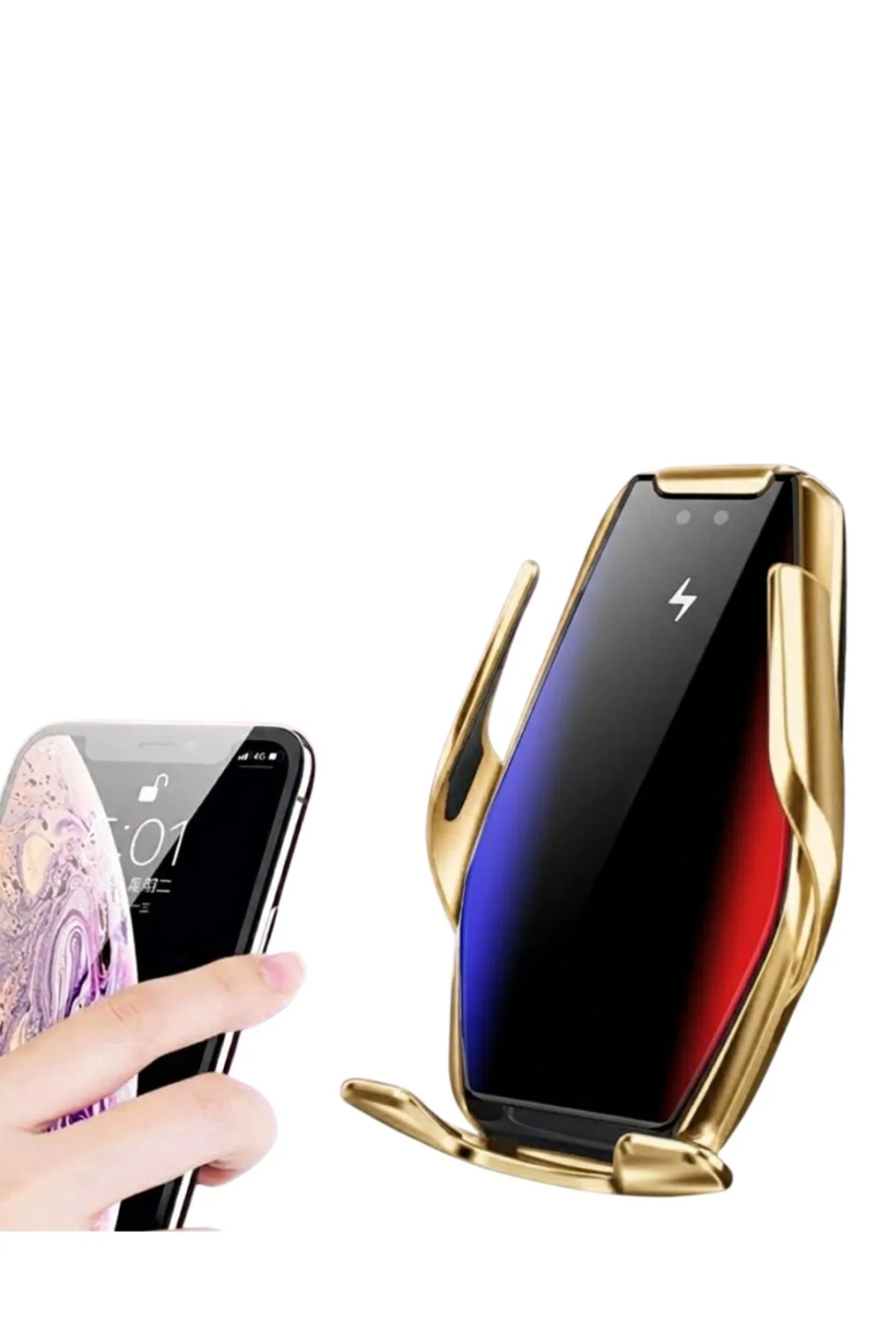 Otomatik Açılan Araç Telefon Tutucu Kablosuz Şarj ve Tek Elle Kullanım