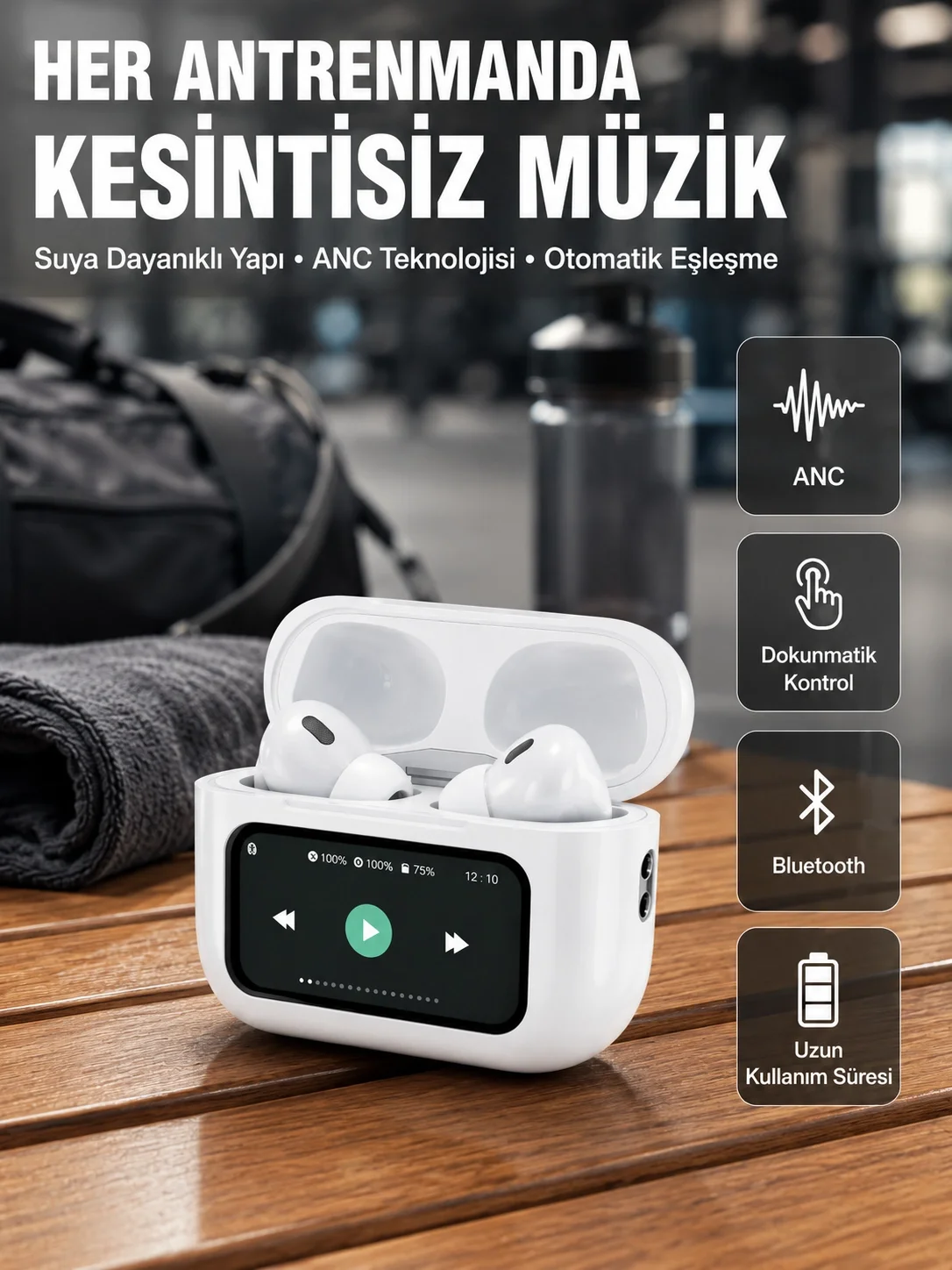 Otomatik Bağlantılı Bluetooth Kulaklık ANC Özellikli Su ve Ter Dayanıklı Yeni Nesil Fiyatı, Yorumları ve Özellikleri