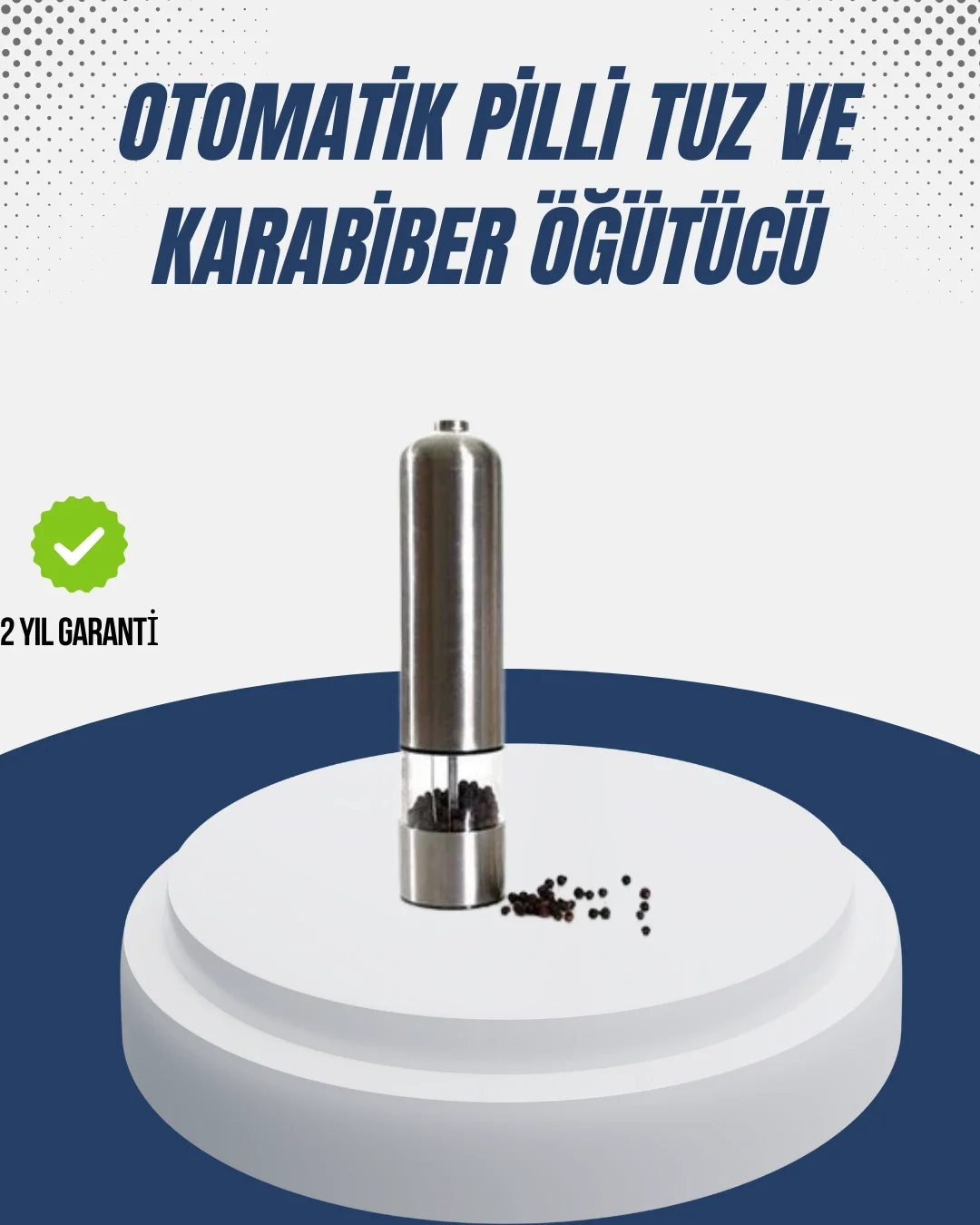 Otomatik Baharat Değirmeni Paslanmaz Gövde Ergonomik Tasarım Otomatik Baharat Değirmeni Paslanmaz Gövde Ergonomik Tasarım