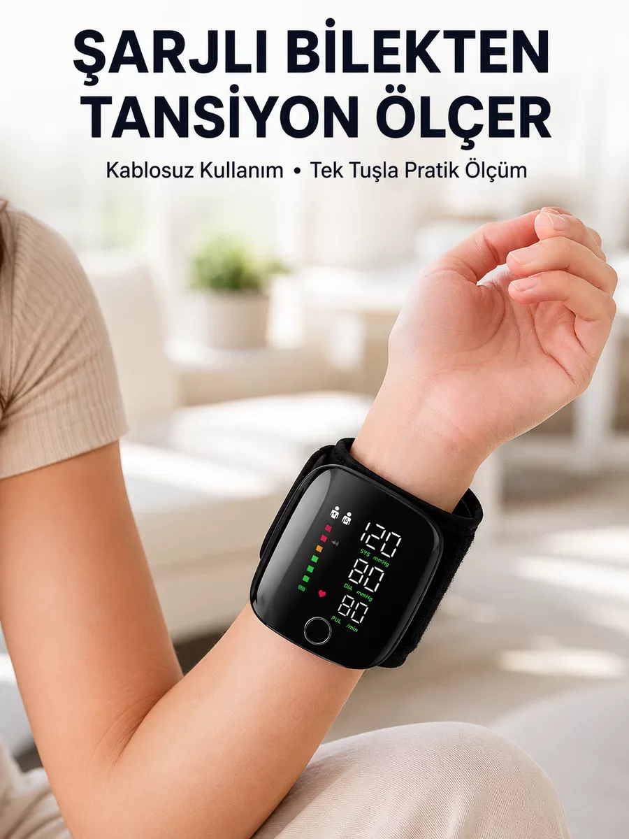 Otomatik Bilekten Tansiyon Ölçer Şarjlı Dijital Ölçüm Cihazı - Modern ve Pratik Sağlık Takibi