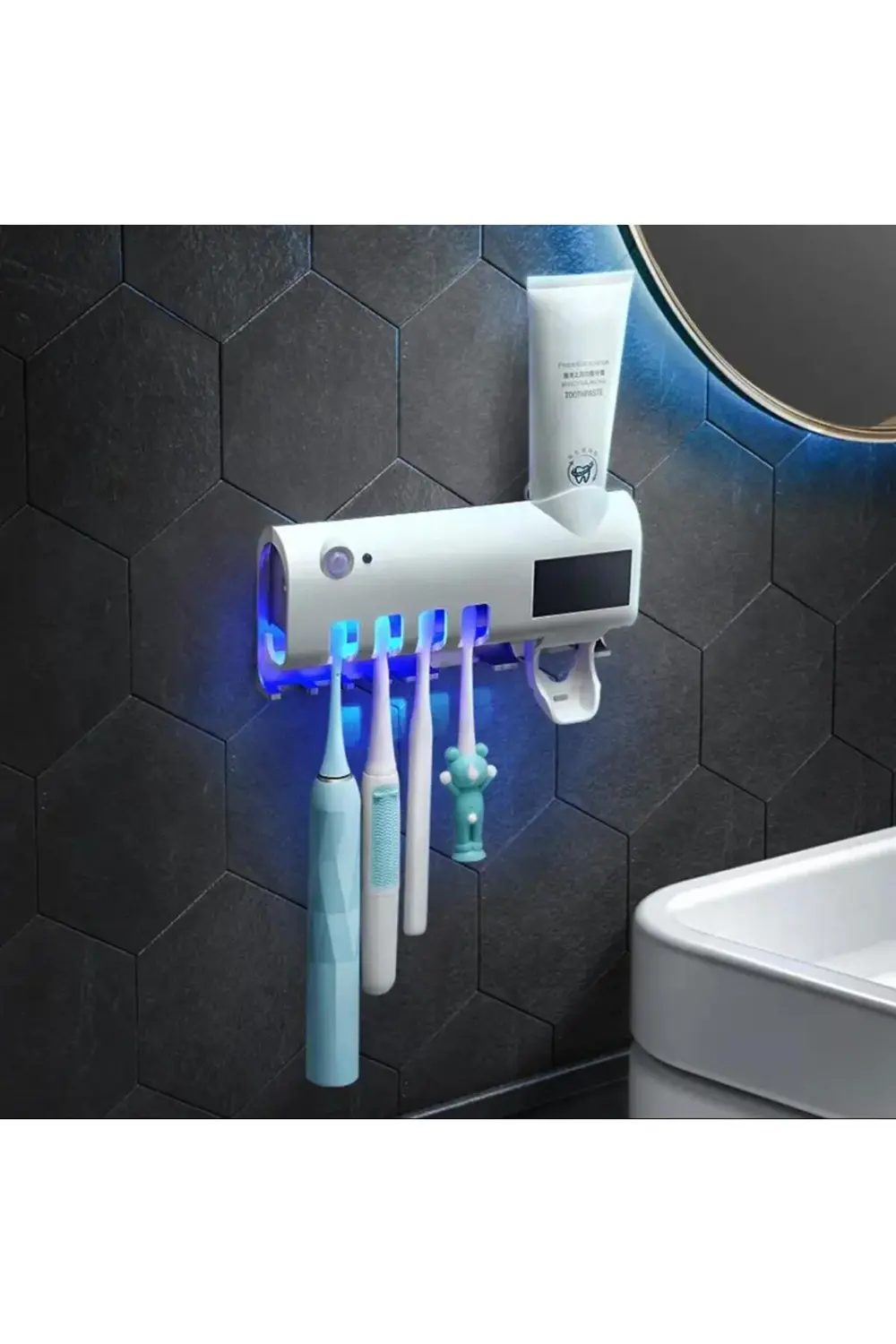 Otomatik Diş Macunu Sıkacağı Ve Sterilizatör 4 Adet Diş Fırçası T