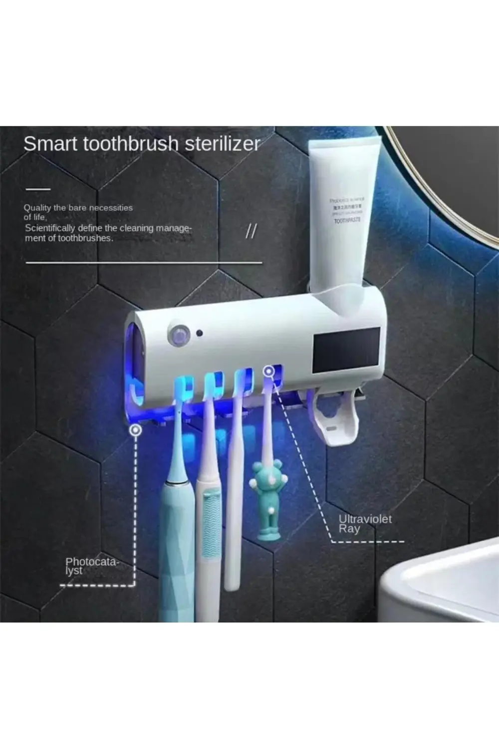 Otomatik Diş Macunu Sıkacağı Ve Sterilizatör 4 Adet Diş Fırçası T