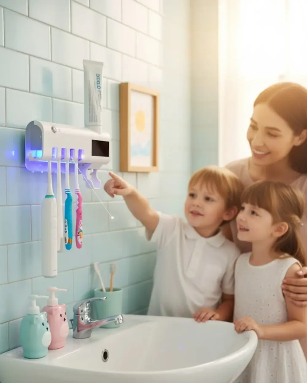 Otomatik Diş Macunu Sıkmalı UV Diş Fırçası Tutucu