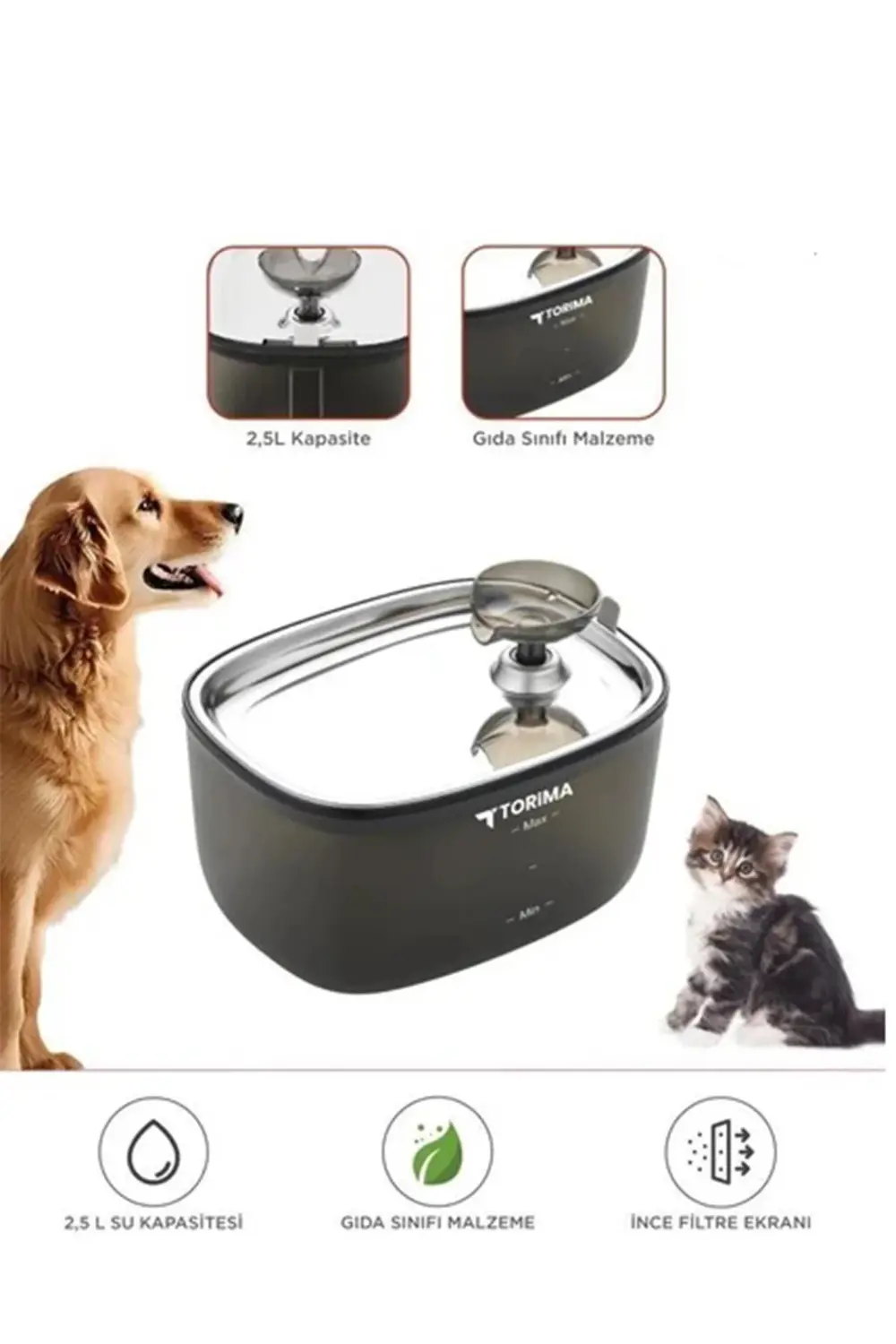 Otomatik Filtreli Kedi Köpek Su Pınarı Su Çeşmesi Ultra Sessiz Su