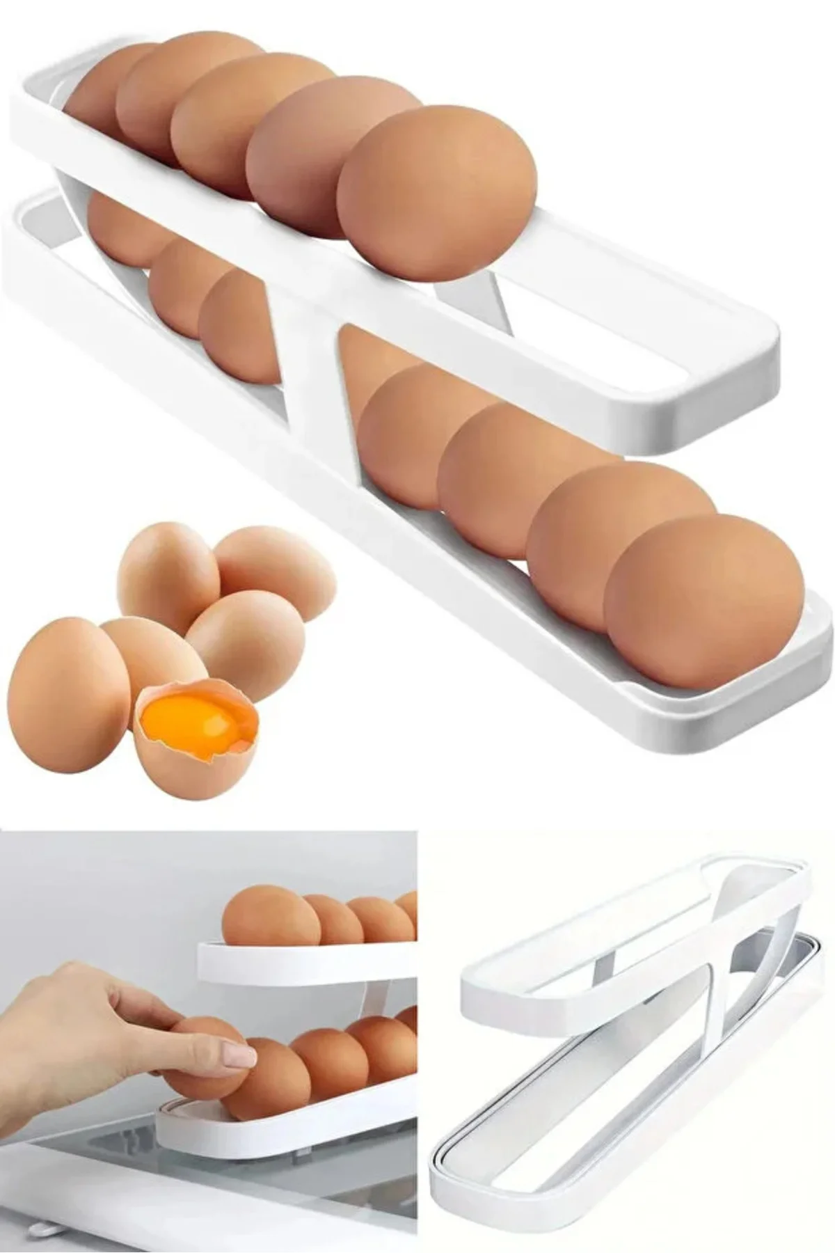 Otomatik İki Katlı Yumurta Standı - Buzdolabı Düzenleyici