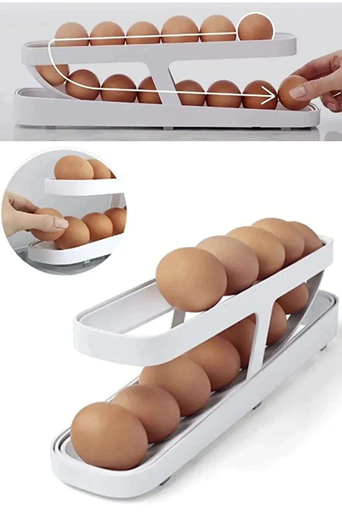 Otomatik İki Katlı Yumurta Standı - Buzdolabı Düzenleyici