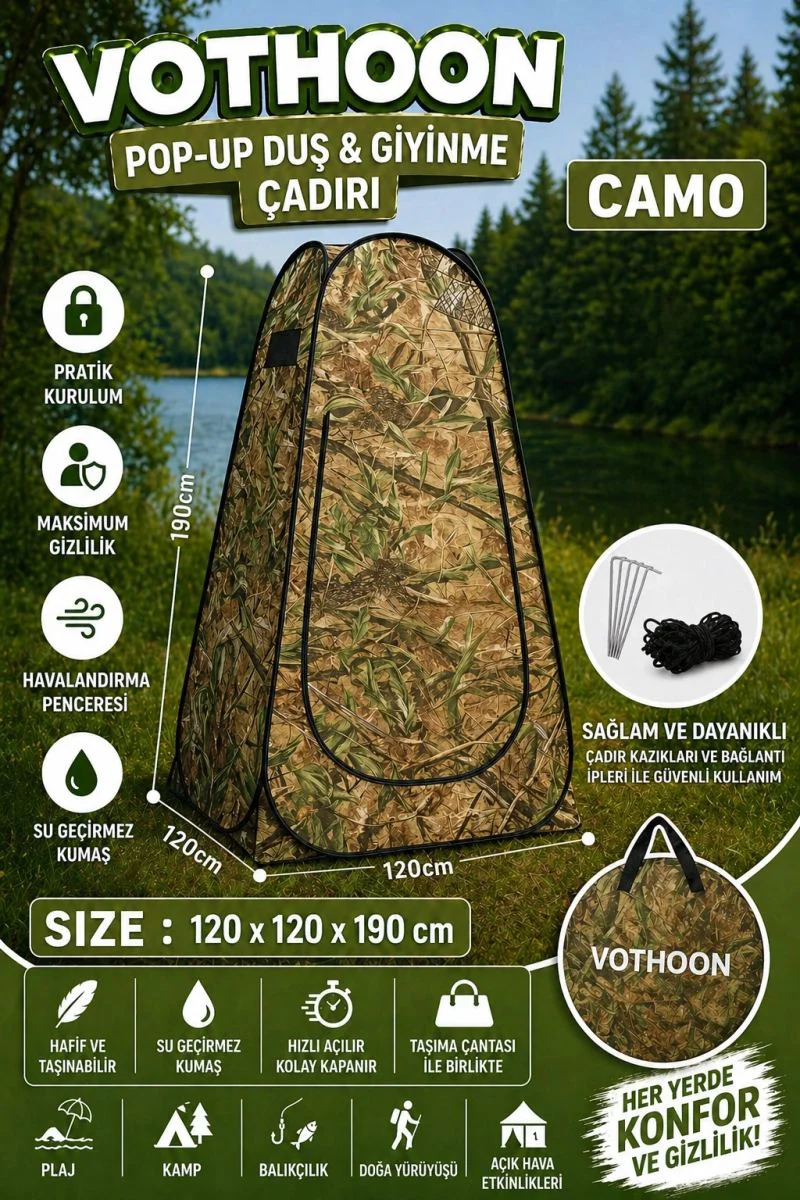 Otomatik Kabin Giyinme Çadırı 120x120x190 Cm – Duş & WC Çadırı, Soyunma Kabini Fiyatı, Yorumları ve Özellikleri