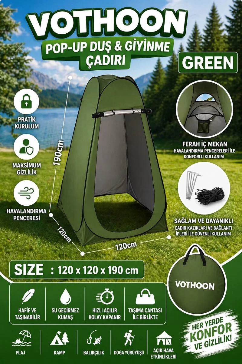 Otomatik Kabin Giyinme Çadırı 120x120x190 Cm – Duş & WC Çadırı, Soyunma Kabini Fiyatı, Yorumları ve Özellikleri