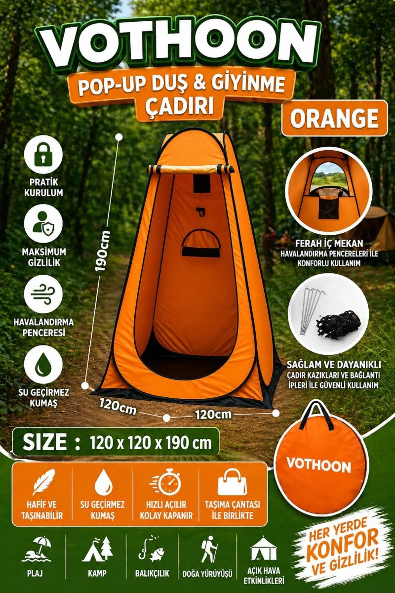 Otomatik Kabin Giyinme Çadırı 120x120x190 Cm – Duş & WC Çadırı, Soyunma Kabini Fiyatı, Yorumları ve Özellikleri