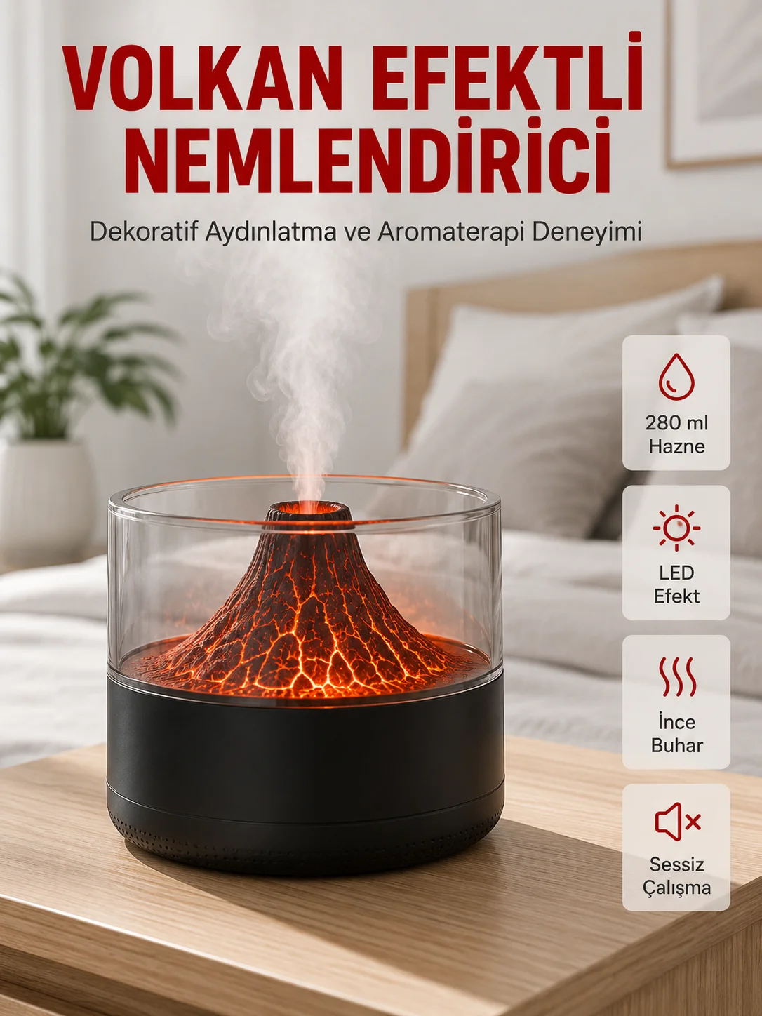 Otomatik Kapanma Özellikli Ultrasonik Hava Nemlendirici Otomatik Kapanma Özellikli Ultrasonik Hava Nemlendirici