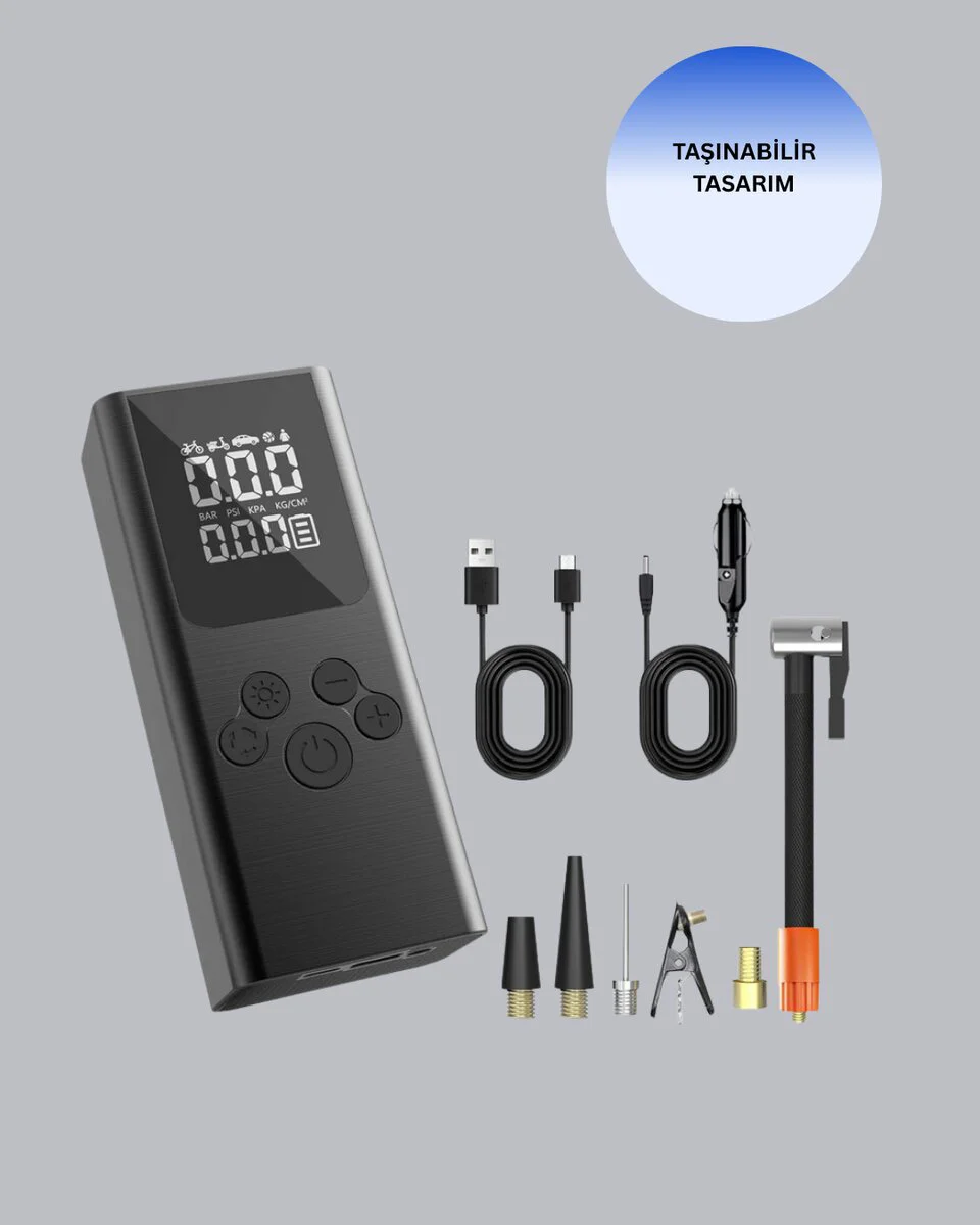 Otomatik Kapanmalı Dijital Lastik Şişirme Pompası - USB Şarjlı, Pratik ve Güvenilir