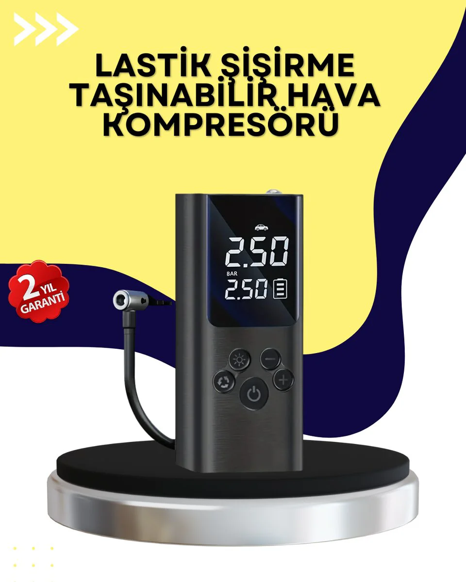 Otomatik Kapanmalı Dijital Lastik Şişirme Pompası - USB Şarjlı, Pratik ve Güvenilir
