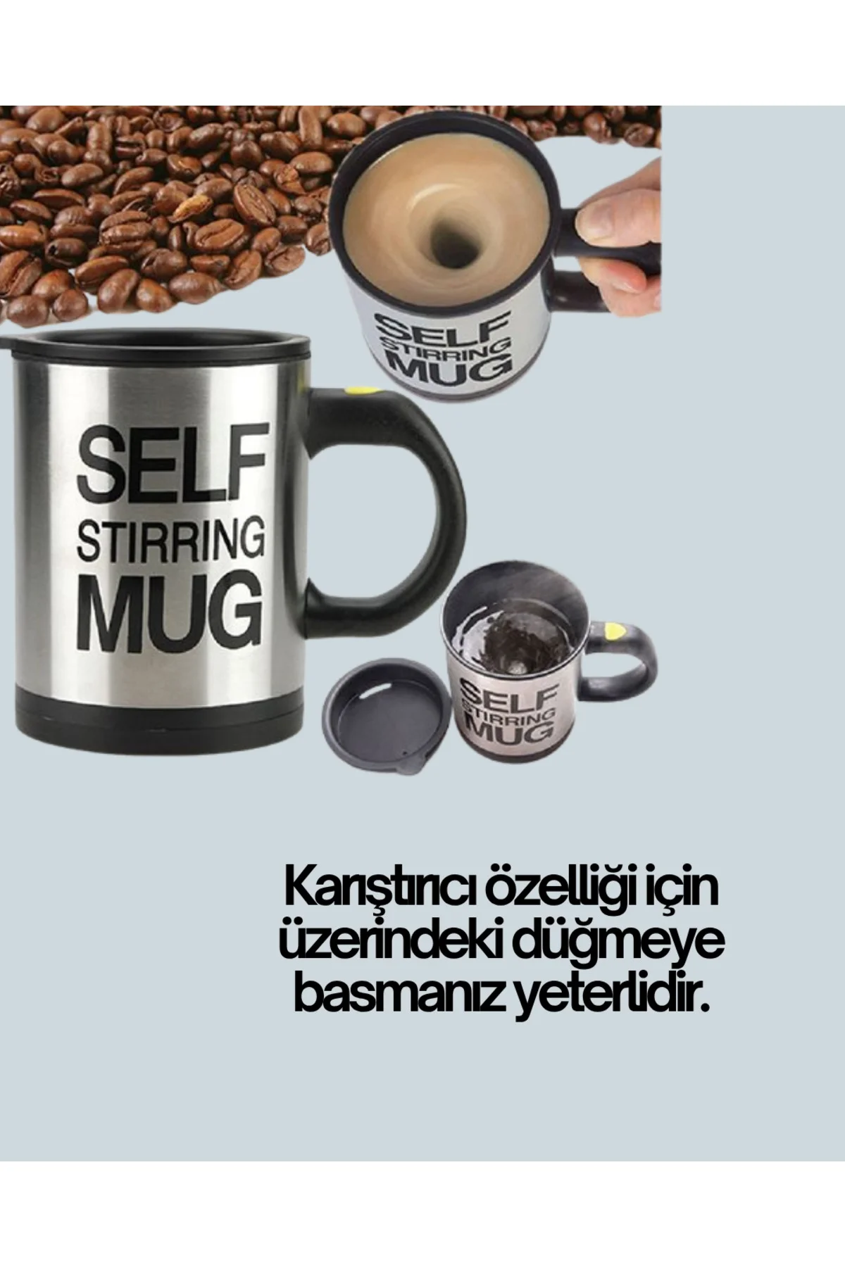 Otomatik Karıştırmalı Termos Kupa | Ergonomik Tasarım