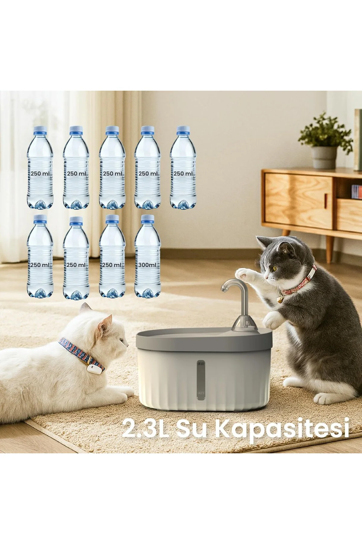 Otomatik Kedi Su Pınarı Ultra Sessiz Kedi Su Sebili 40db Usb Bağl