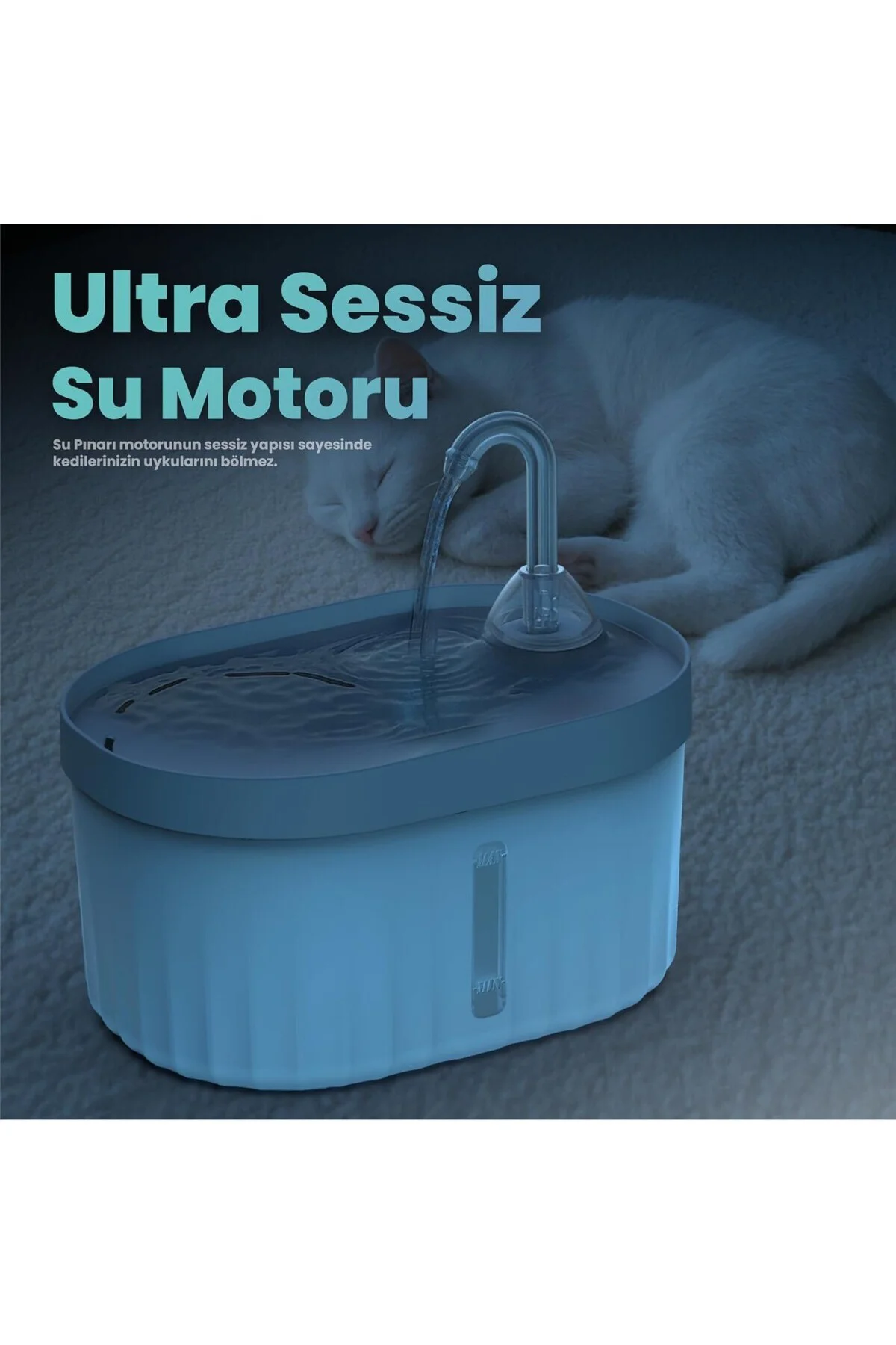 Otomatik Kedi Su Pınarı Ultra Sessiz Kedi Su Sebili 40db Usb Bağl