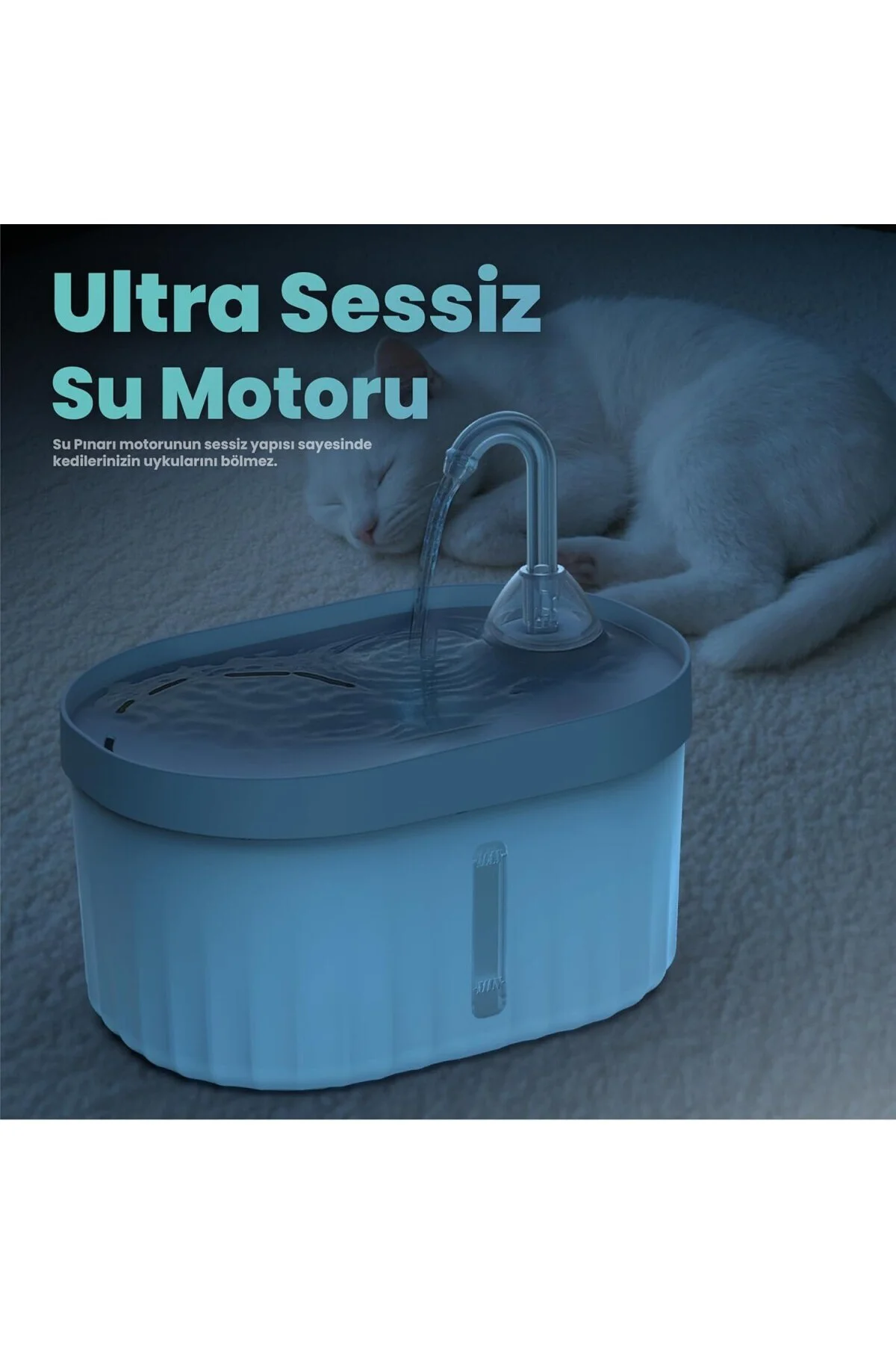 Otomatik Kedi Su Pınarı Ultra Sessiz Kedi Su Sebili 40db Usb Bağl